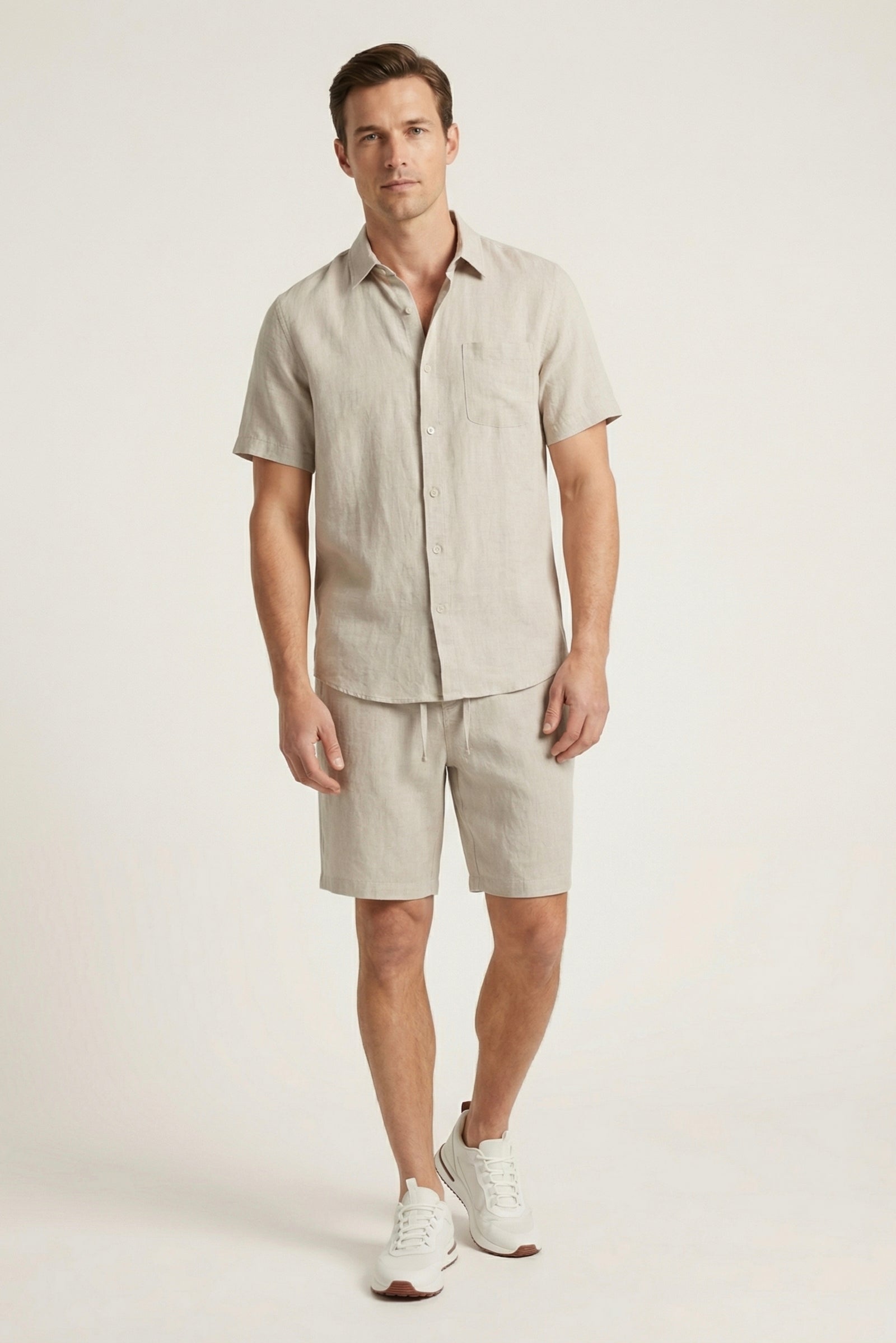 Casa Bellini™ | Verona Linen Shirt & Shorts Beige