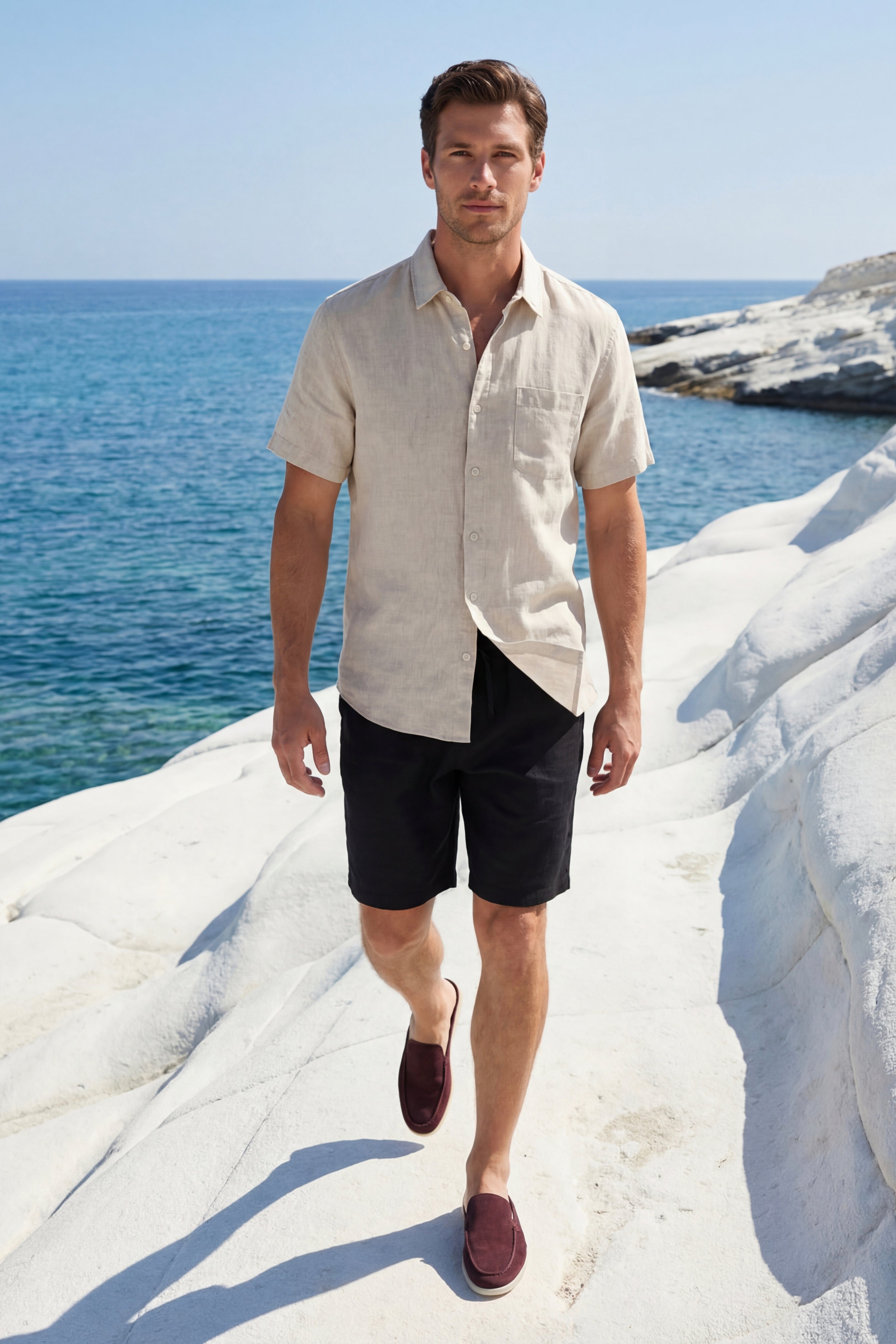 Casa Bellini™ | Verona Linen Shirt & Shorts Beige/Black