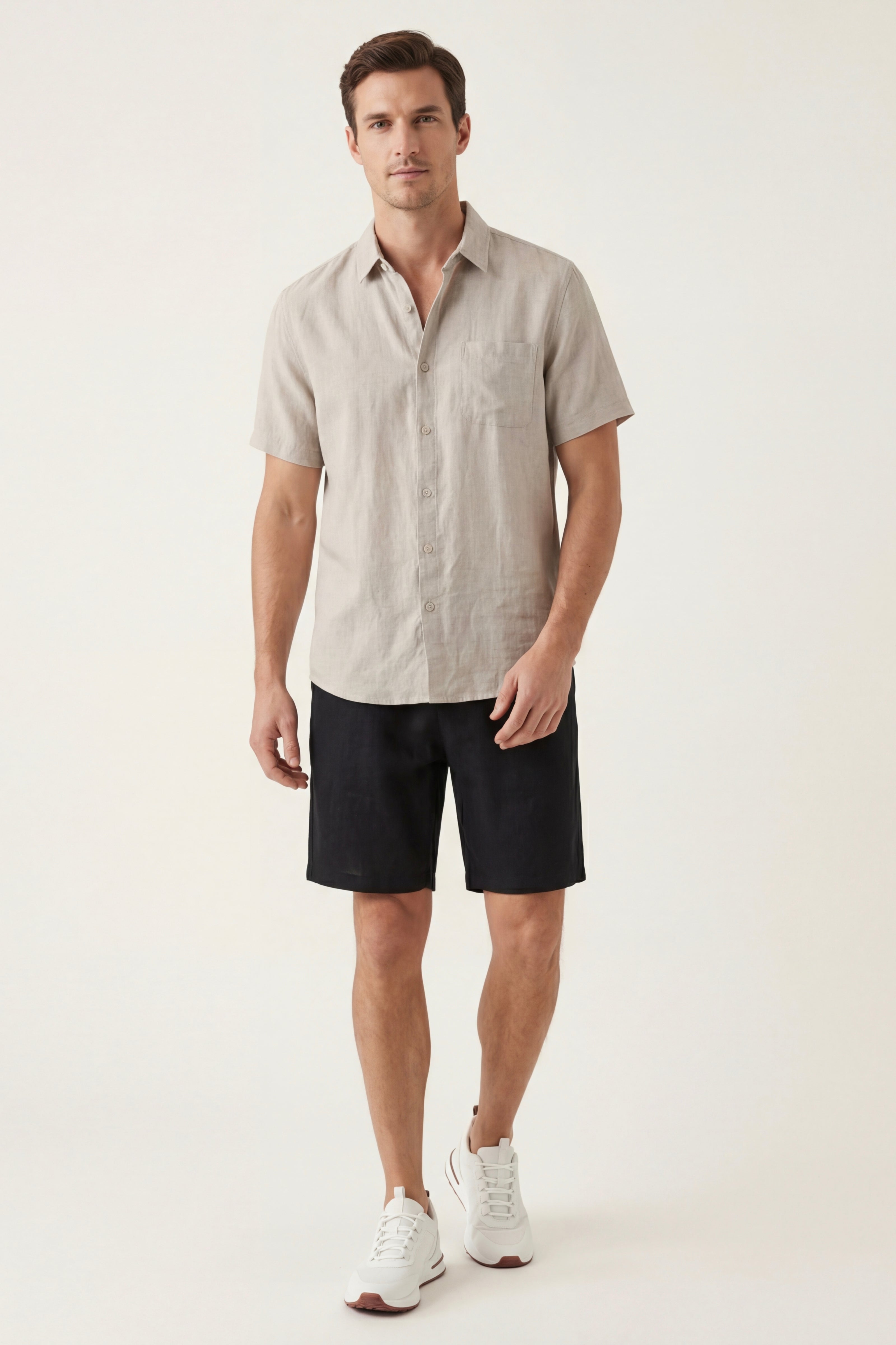 Casa Bellini™ | Verona Linen Shirt & Shorts Beige/Black