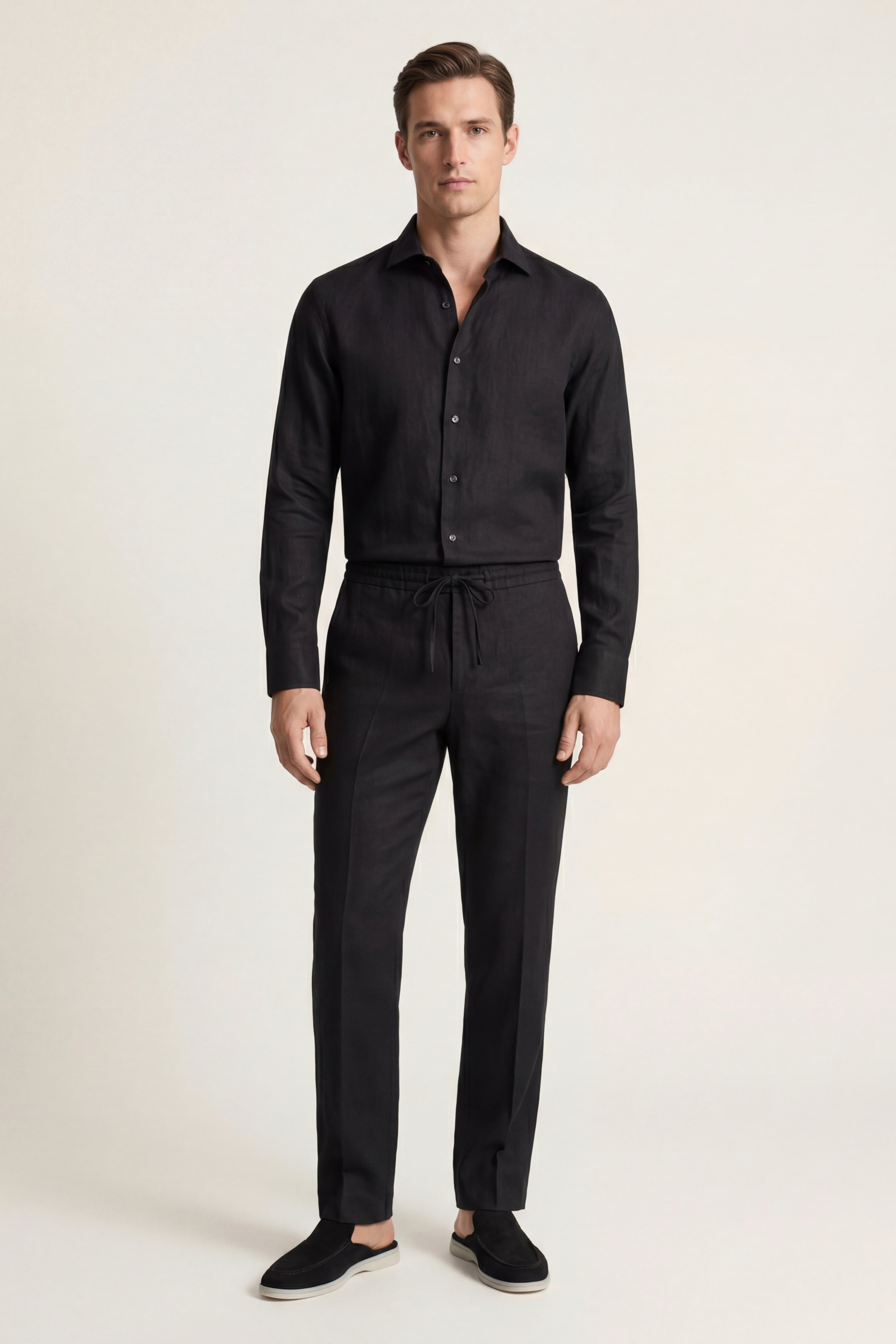Casa Bellini™ | Pisa Linen Set Long Sleeve Black/Black