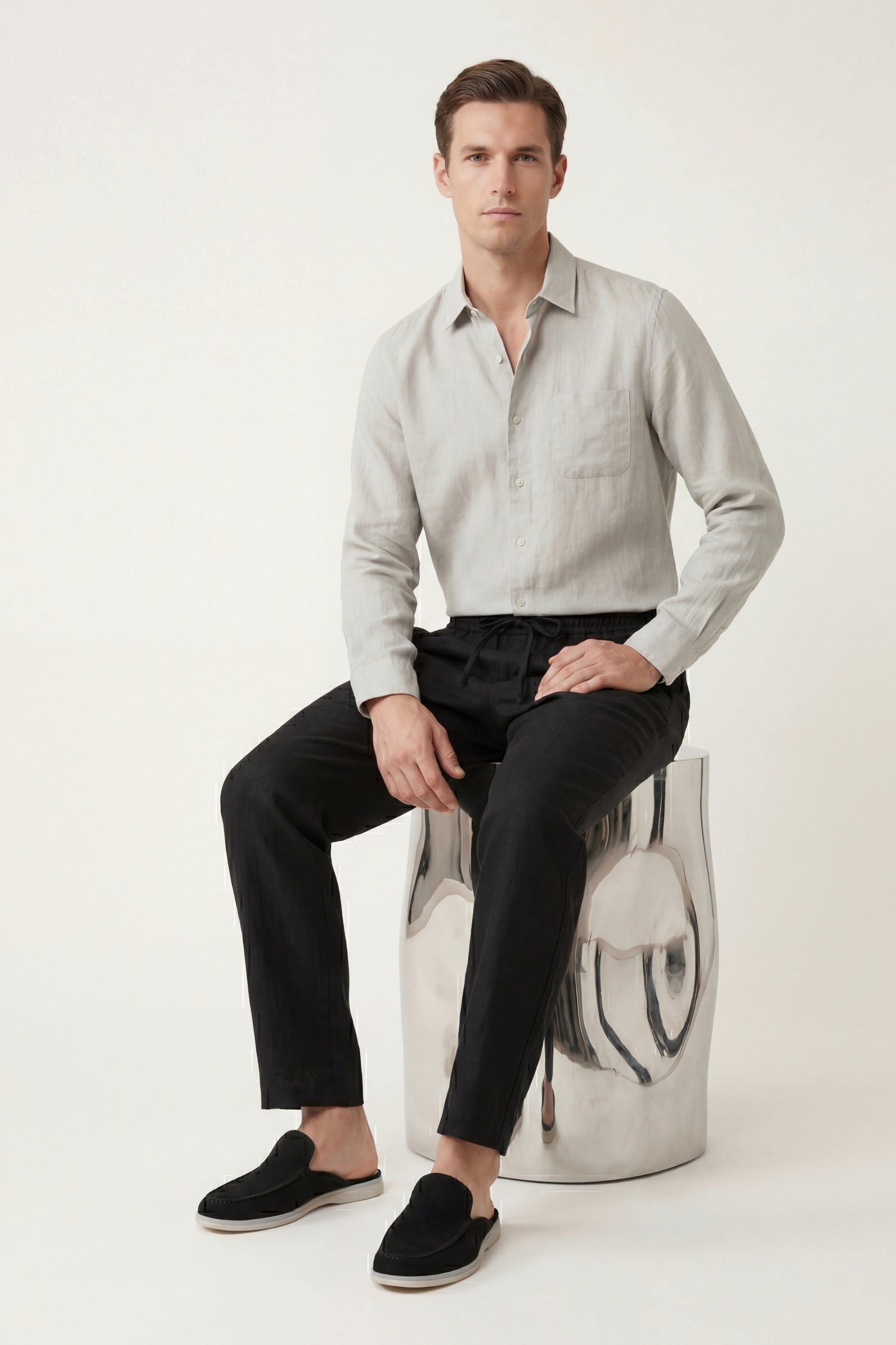 Casa Bellini™ | Pisa Linen Set Long Sleeve Beige/Black