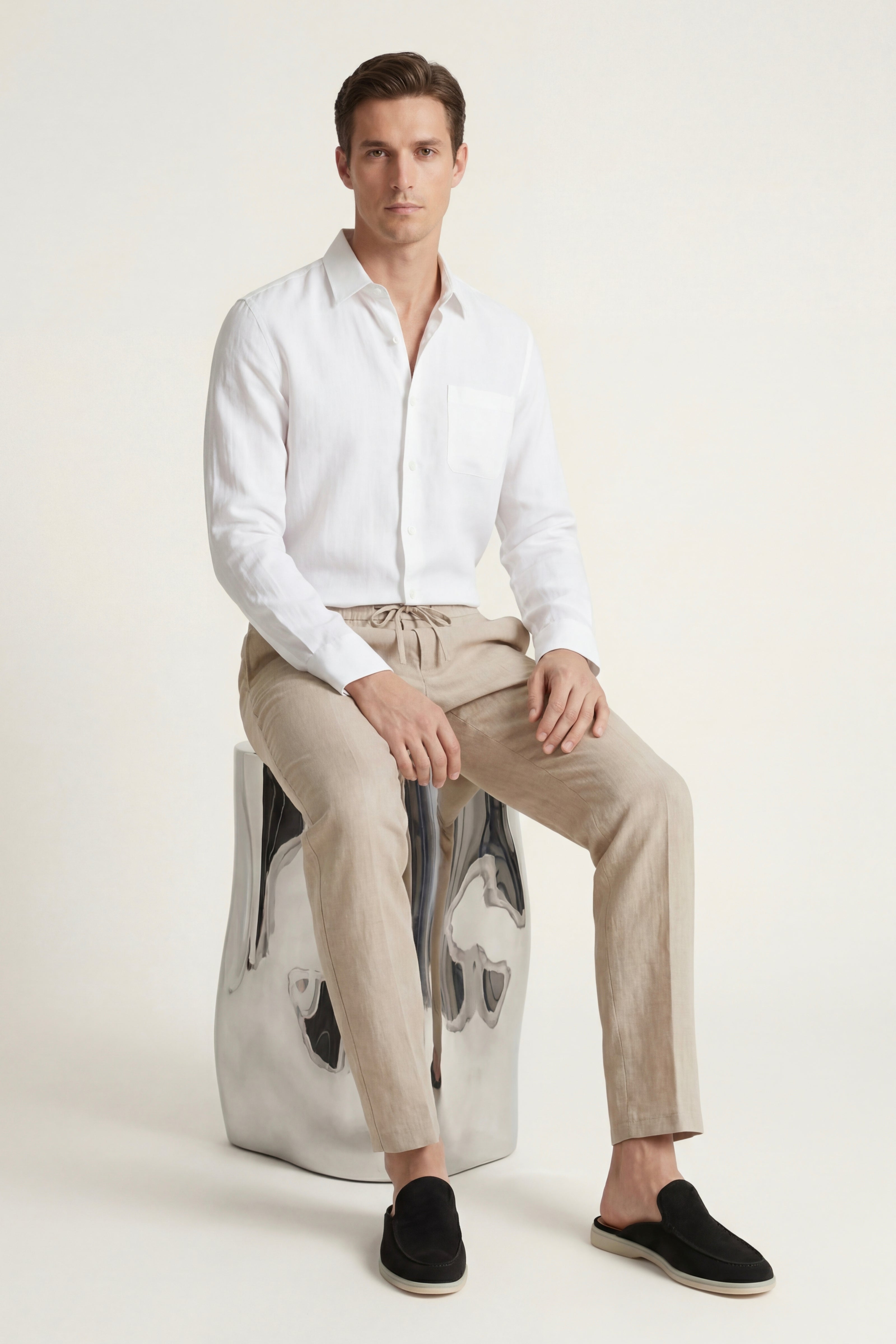 Casa Bellini™ | Pisa Linen Set Long Sleeve White/Beige