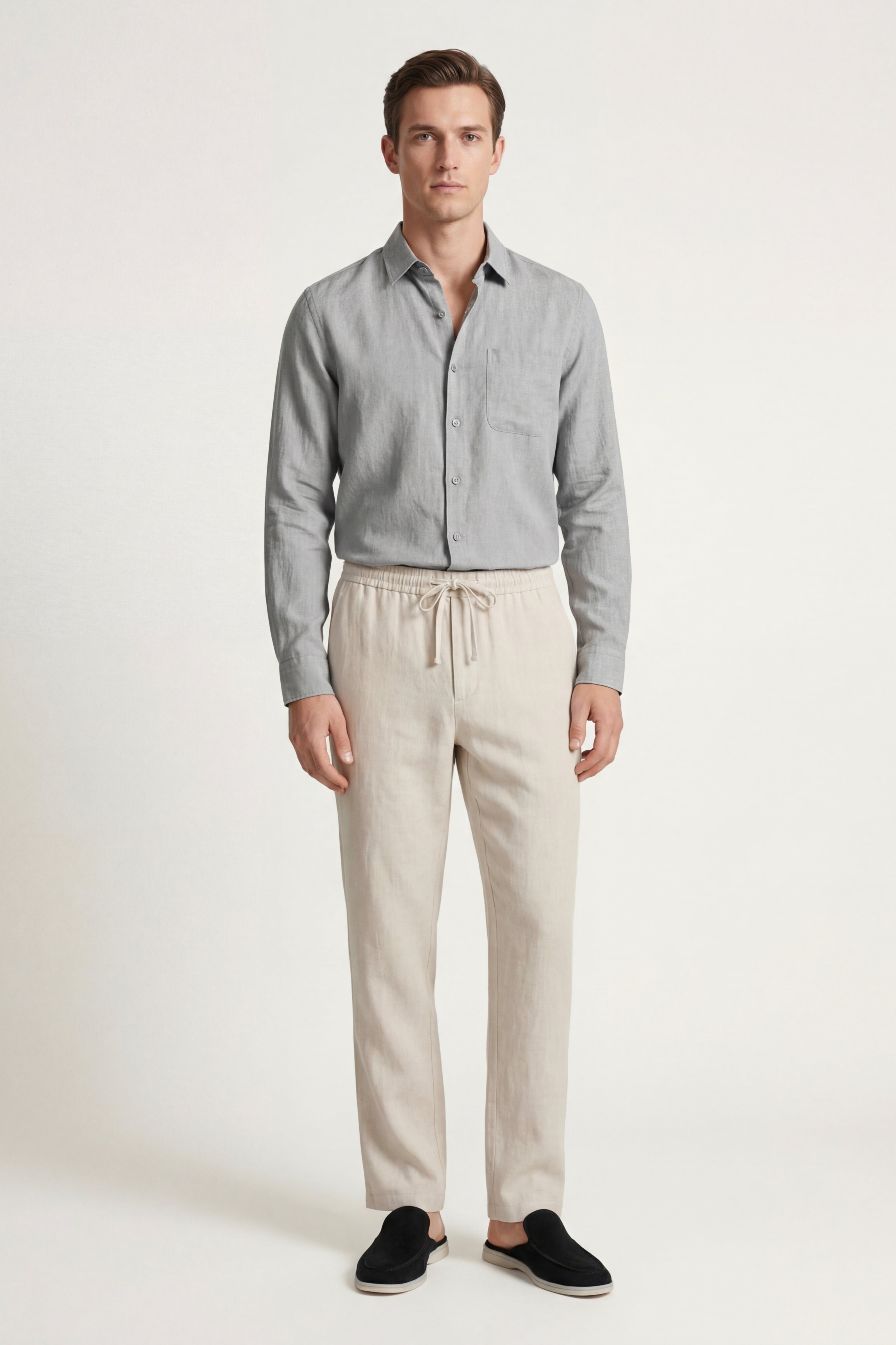 Casa Bellini™ | Pisa Linen Set Long Sleeve Grey/Beige