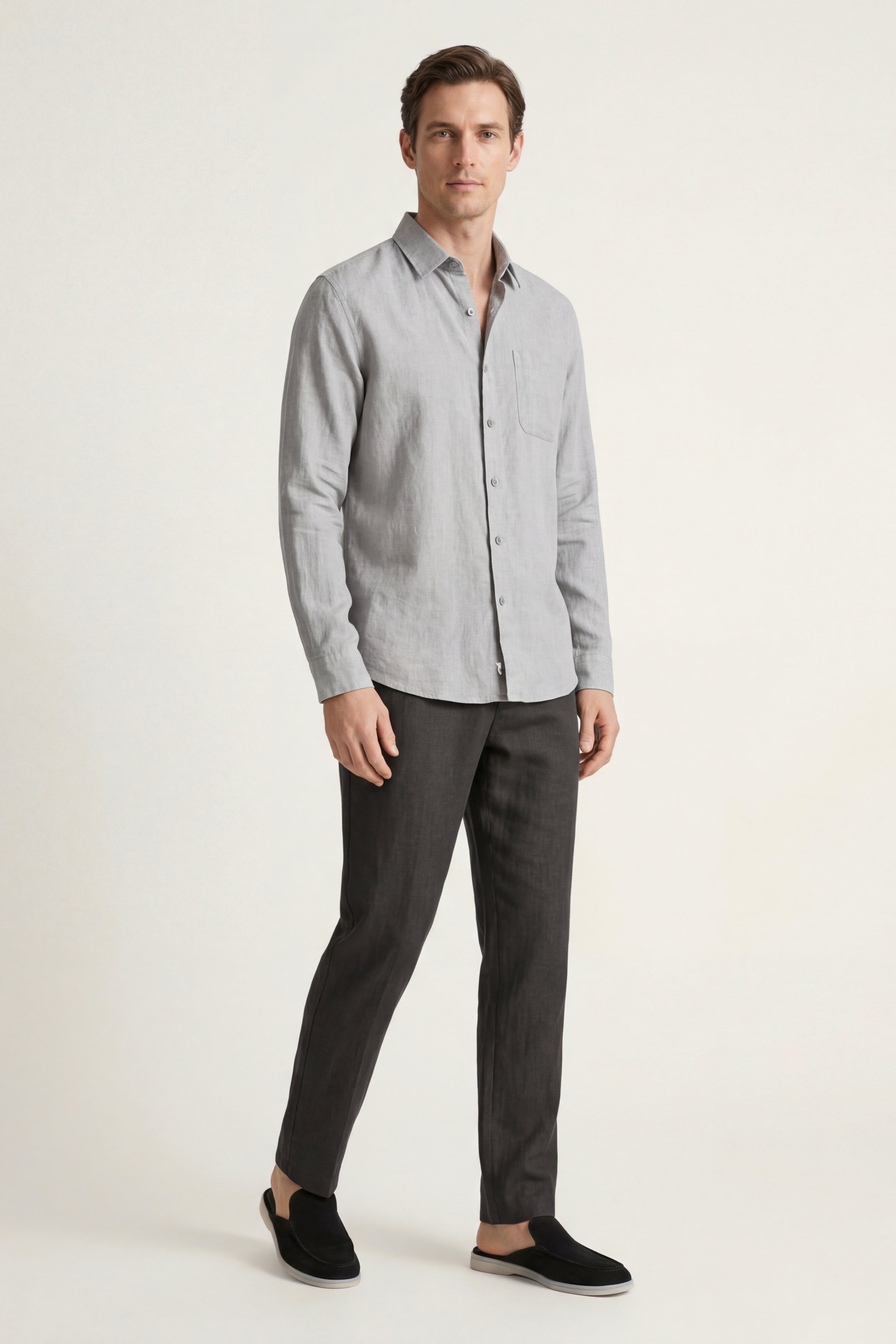 Casa Bellini™ | Pisa Linen Set Long Sleeve Grey/Black