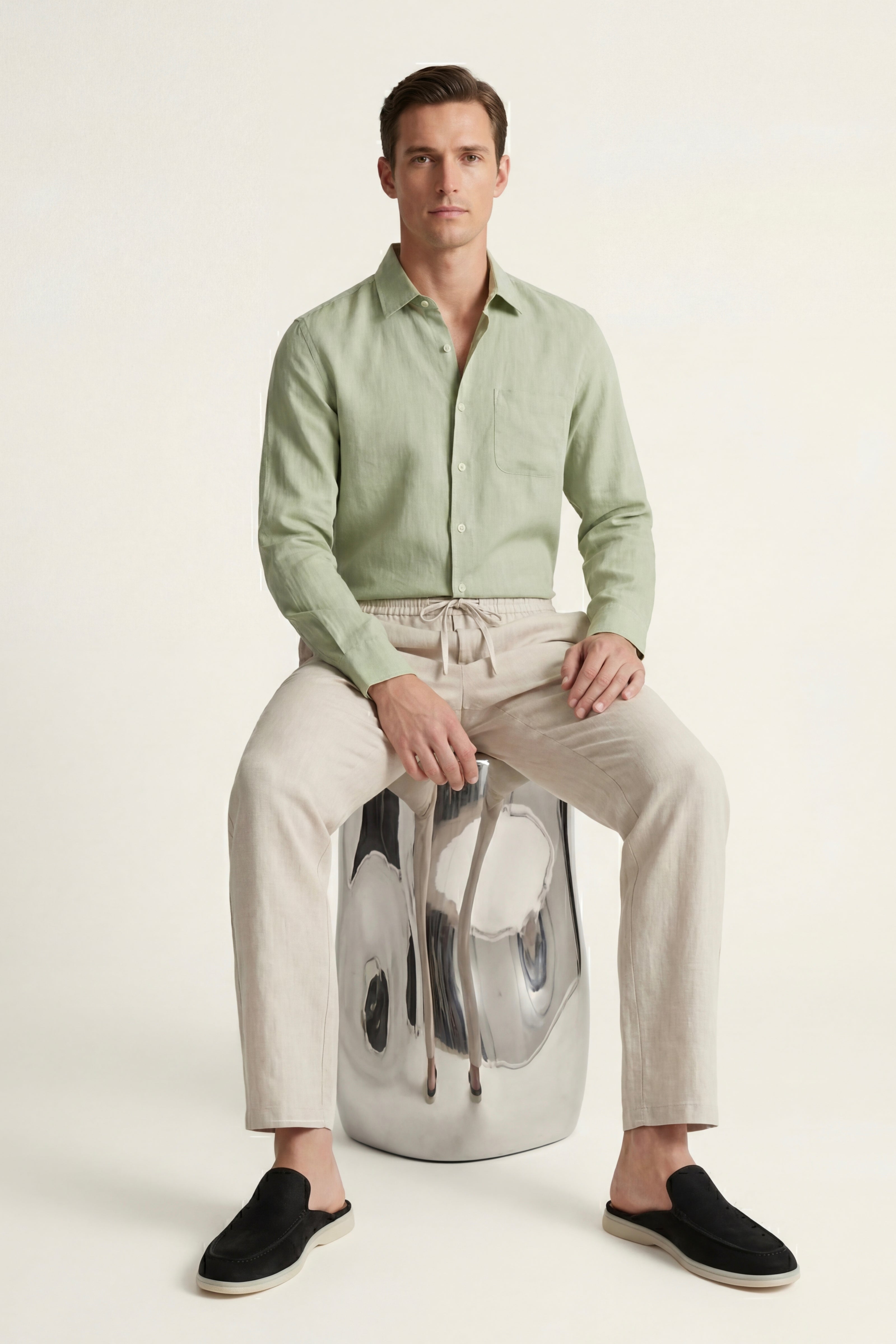 Casa Bellini™ | Pisa Linen Set Long Sleeve Mint Green/Beige