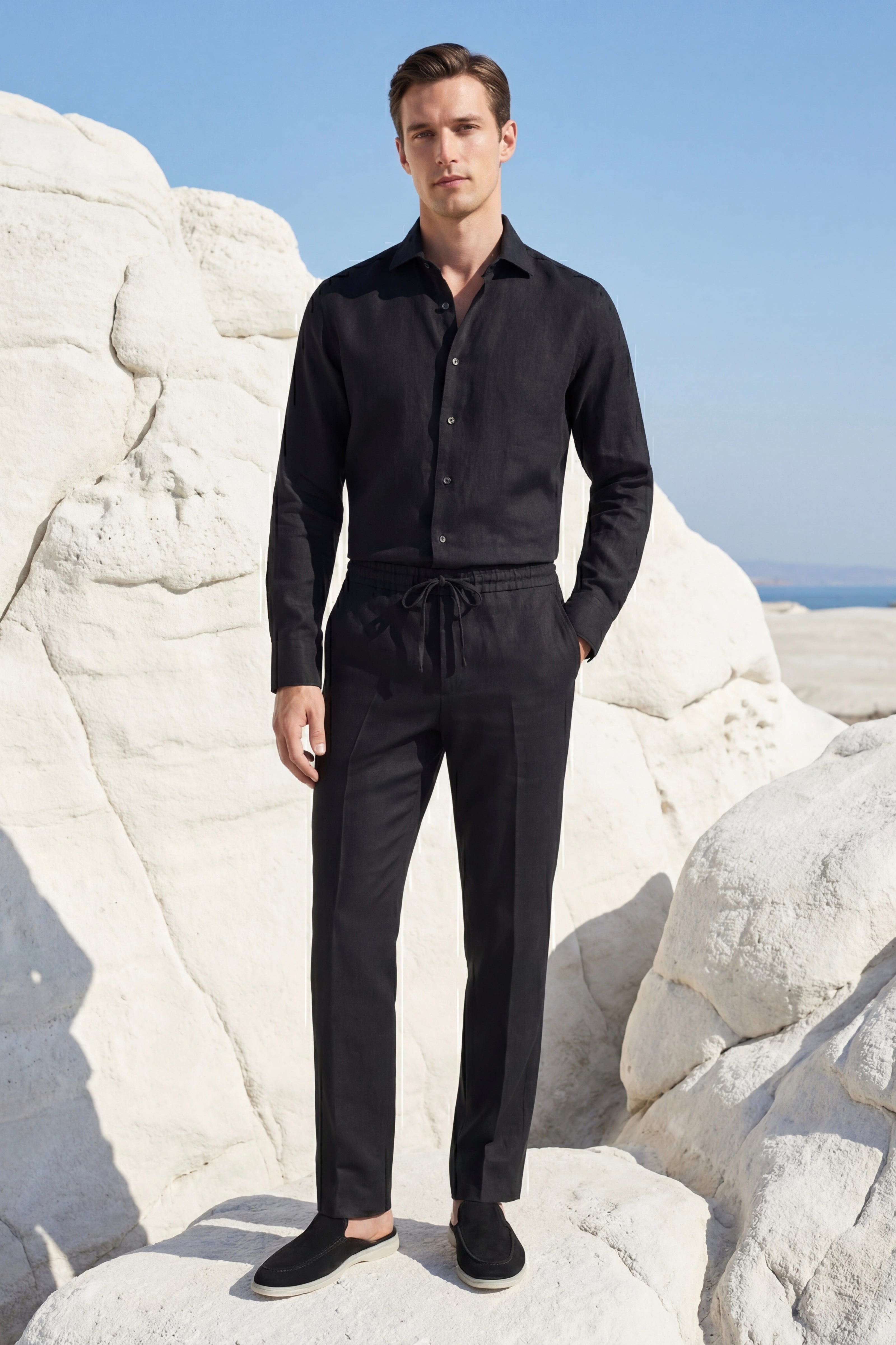 Casa Bellini™ | Pisa Linen Set Long Sleeve Black/Black