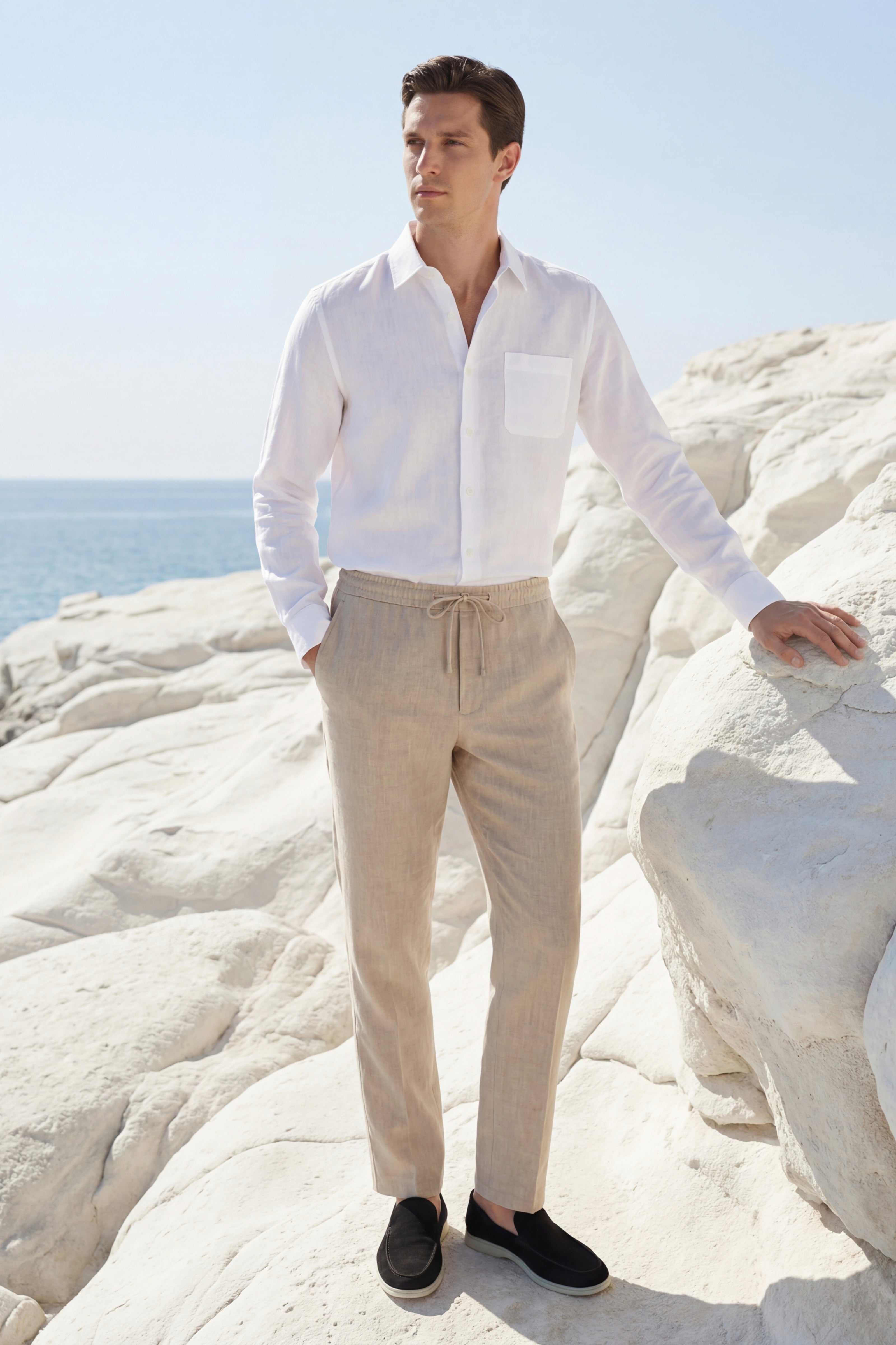 Casa Bellini™ | Pisa Linen Set Long Sleeve White/Beige