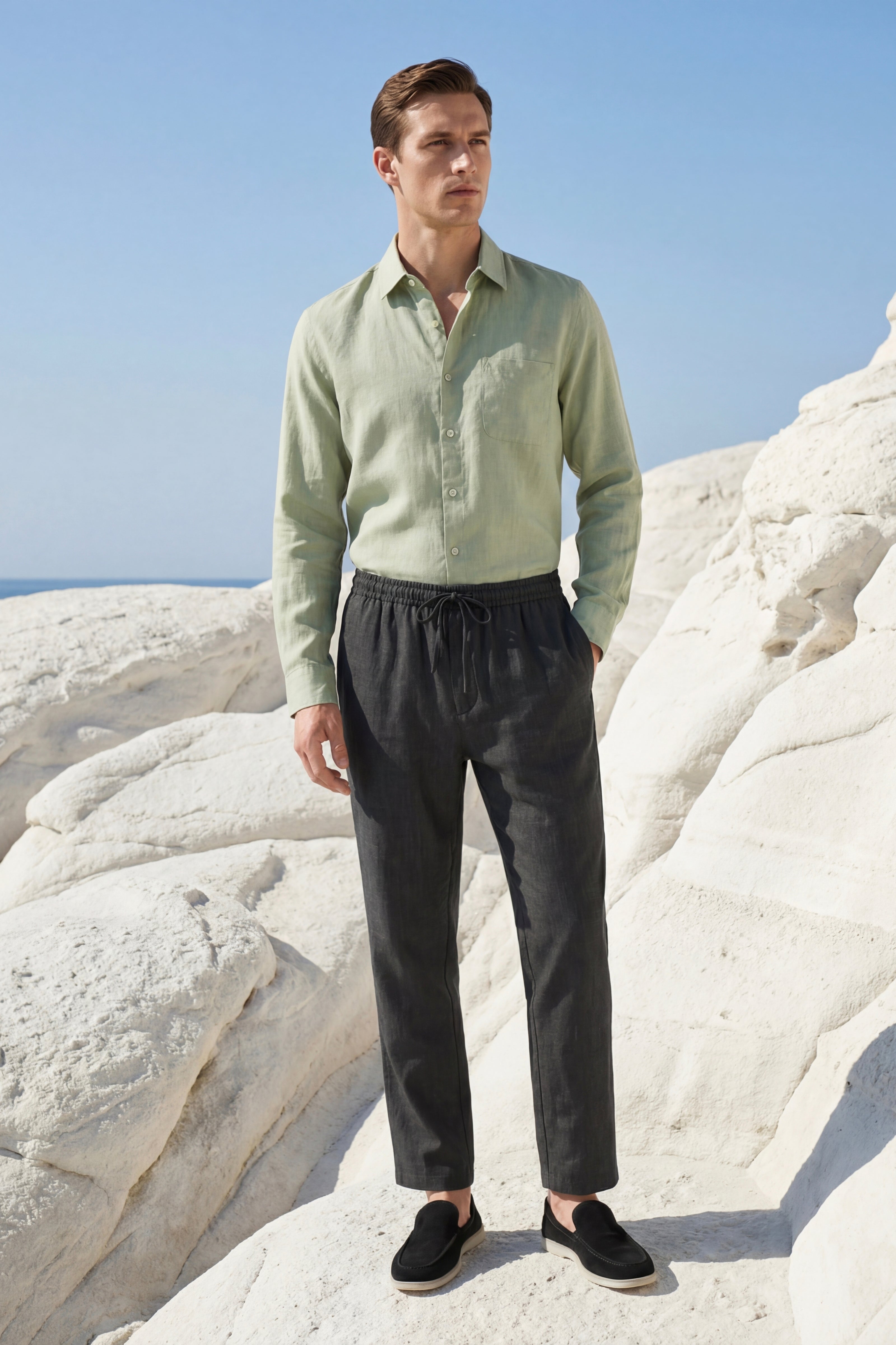 Casa Bellini™ | Pisa Linen Set Long Sleeve Mint Green/Black