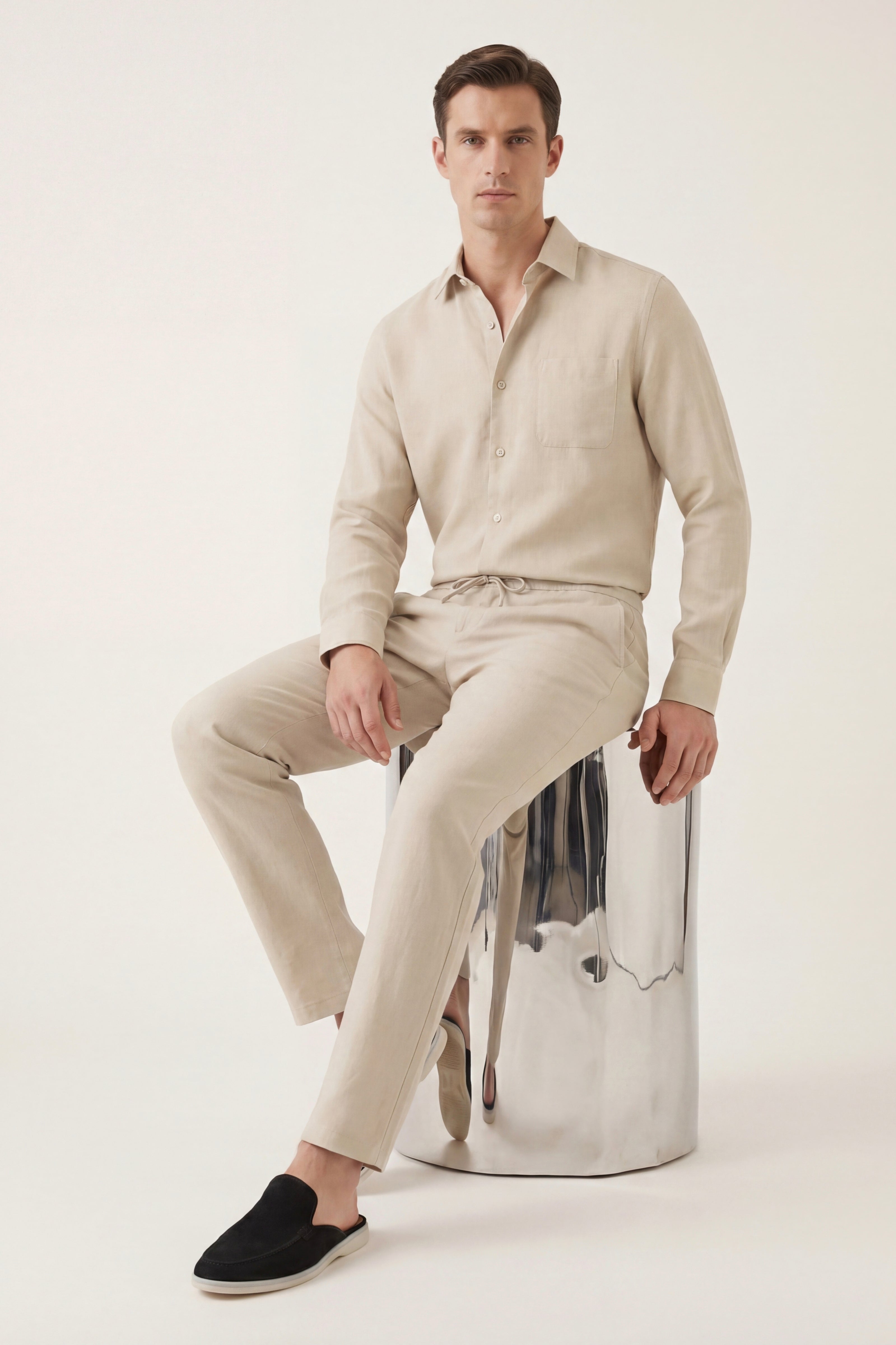 Casa Bellini™ | Bellagio Linen Set Long Sleeve Beige