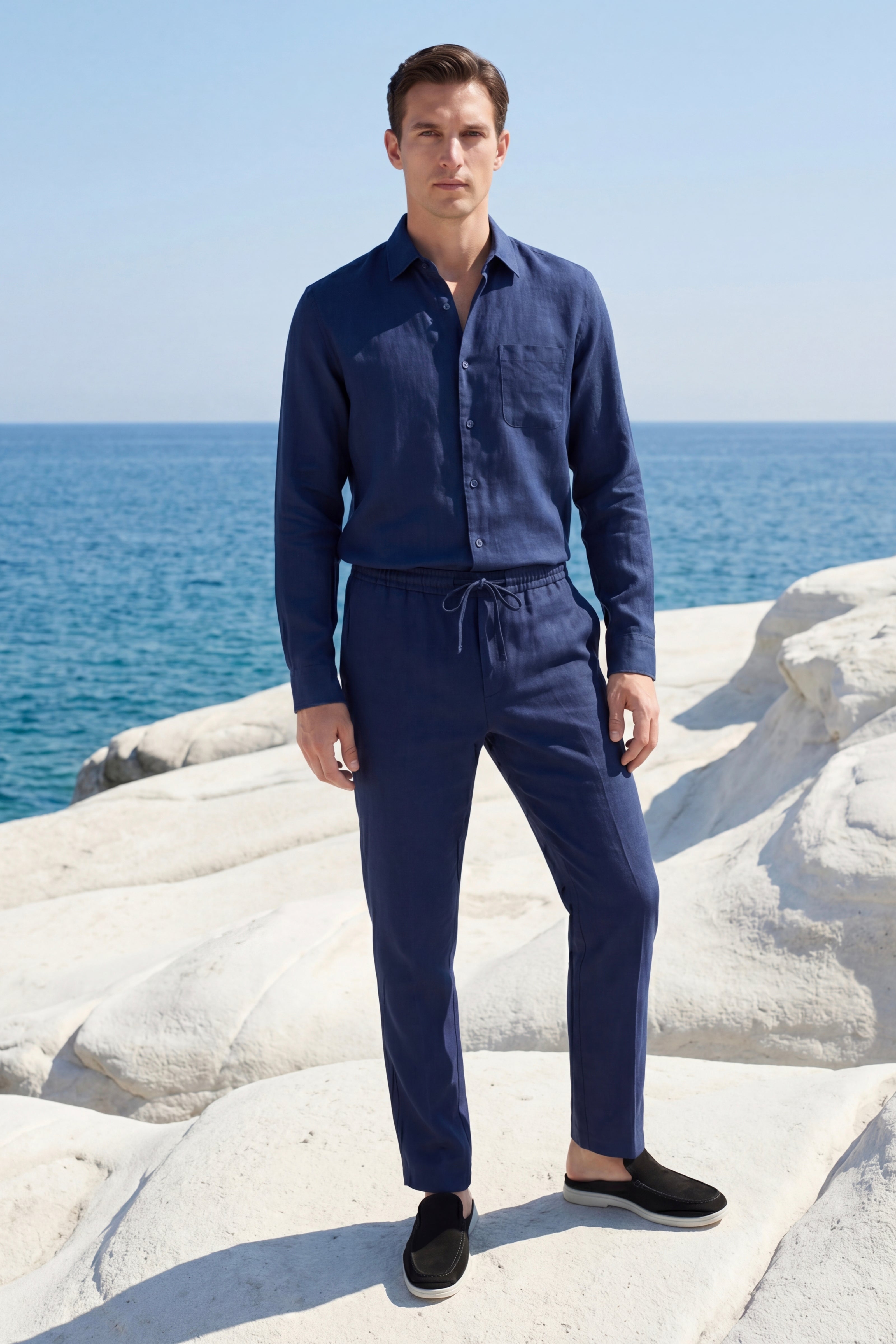 Casa Bellini™ | Bellagio Linen Set Long Sleeve Navy