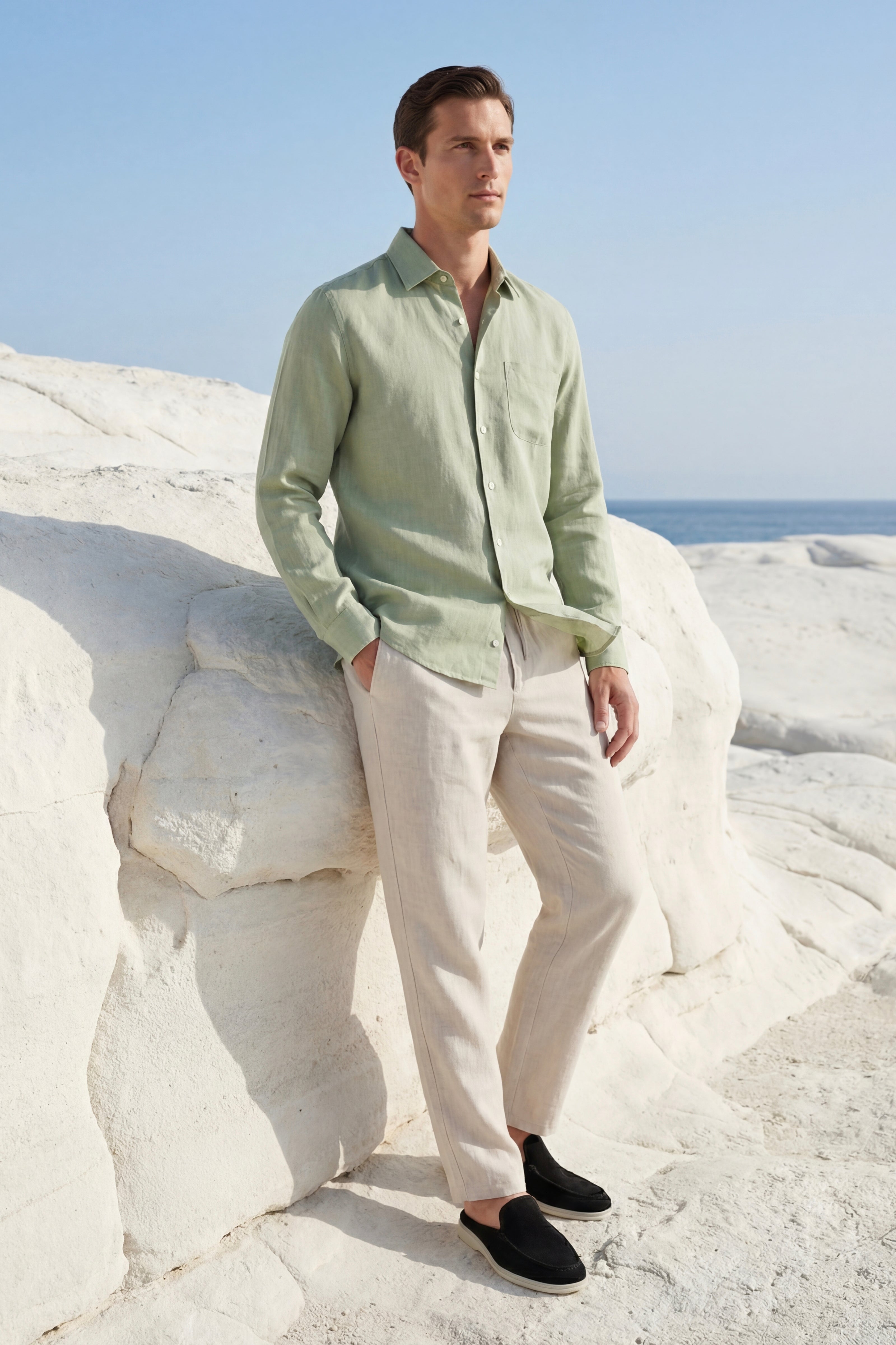 Casa Bellini™ | Pisa Linen Set Long Sleeve Mint Green/Beige