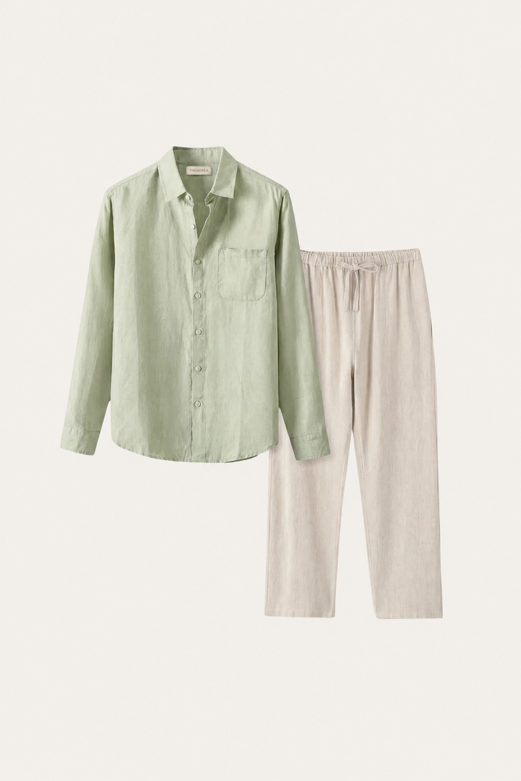 Casa Bellini™ | Pisa Linen Set Long Sleeve Mint Green/Beige