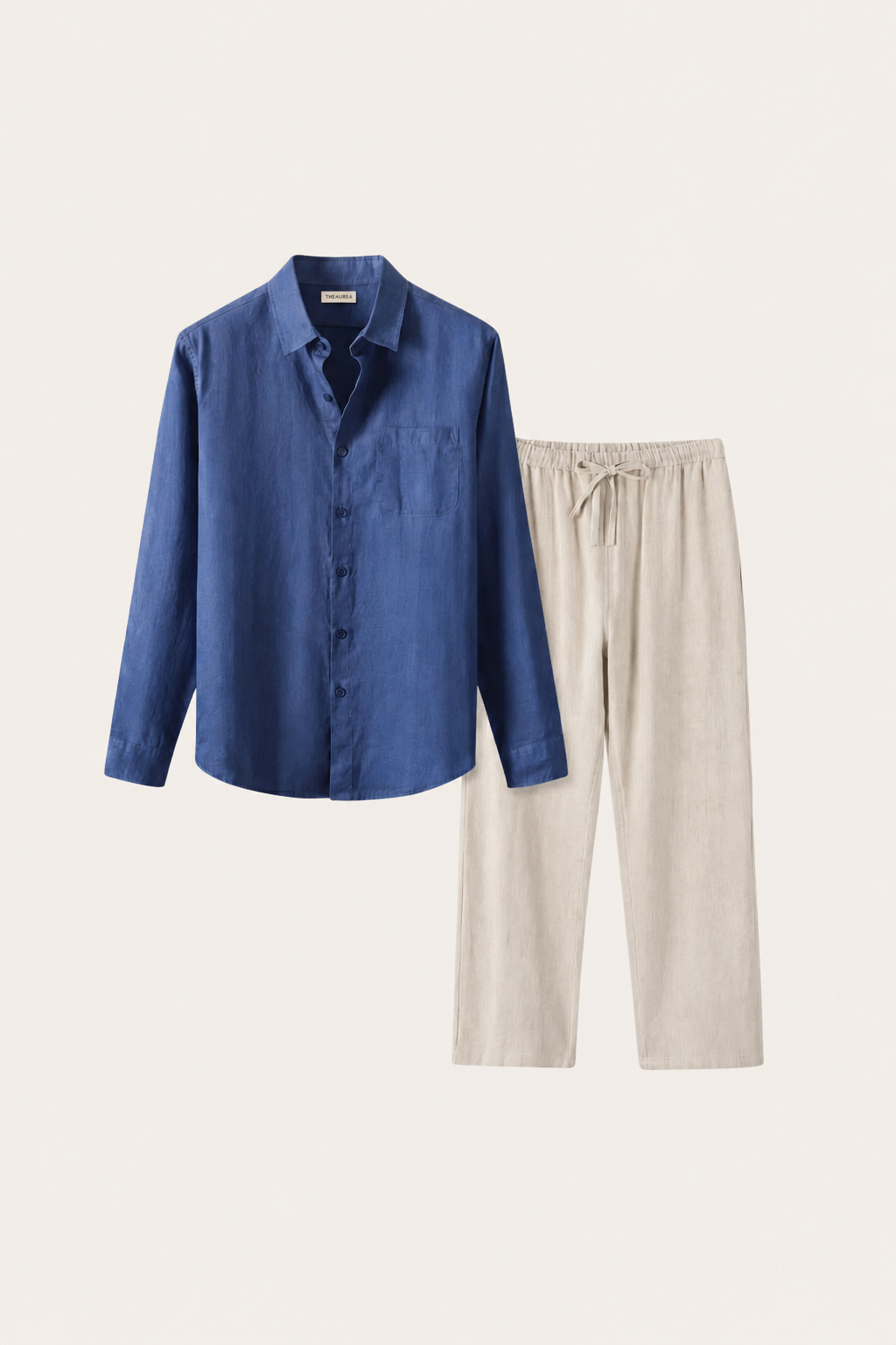 Casa Bellini™ | Pisa Linen Set Long Sleeve Blue/Beige