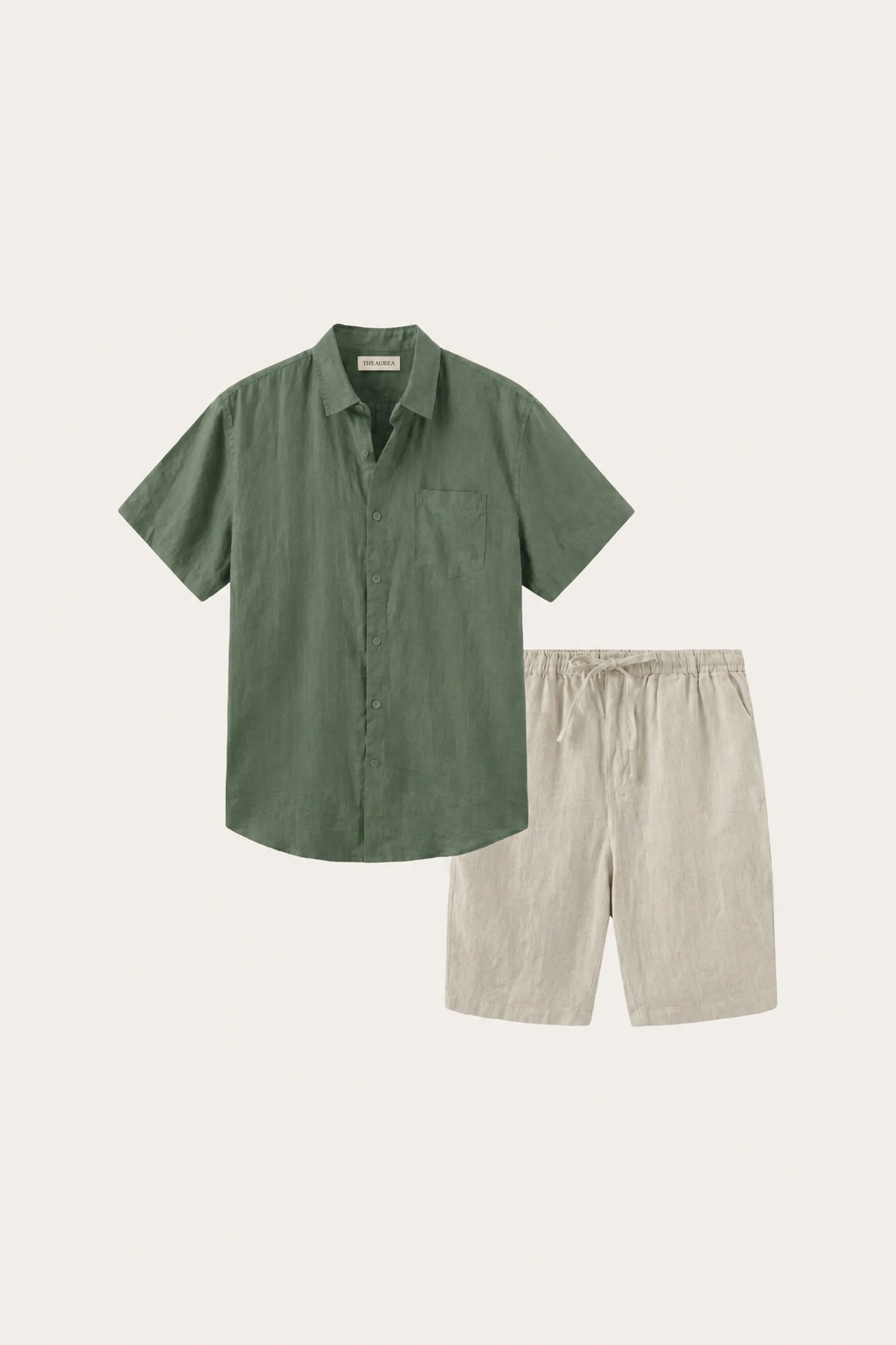 Casa Bellini™ | Verona Linen Shirt & Shorts Green/Beige