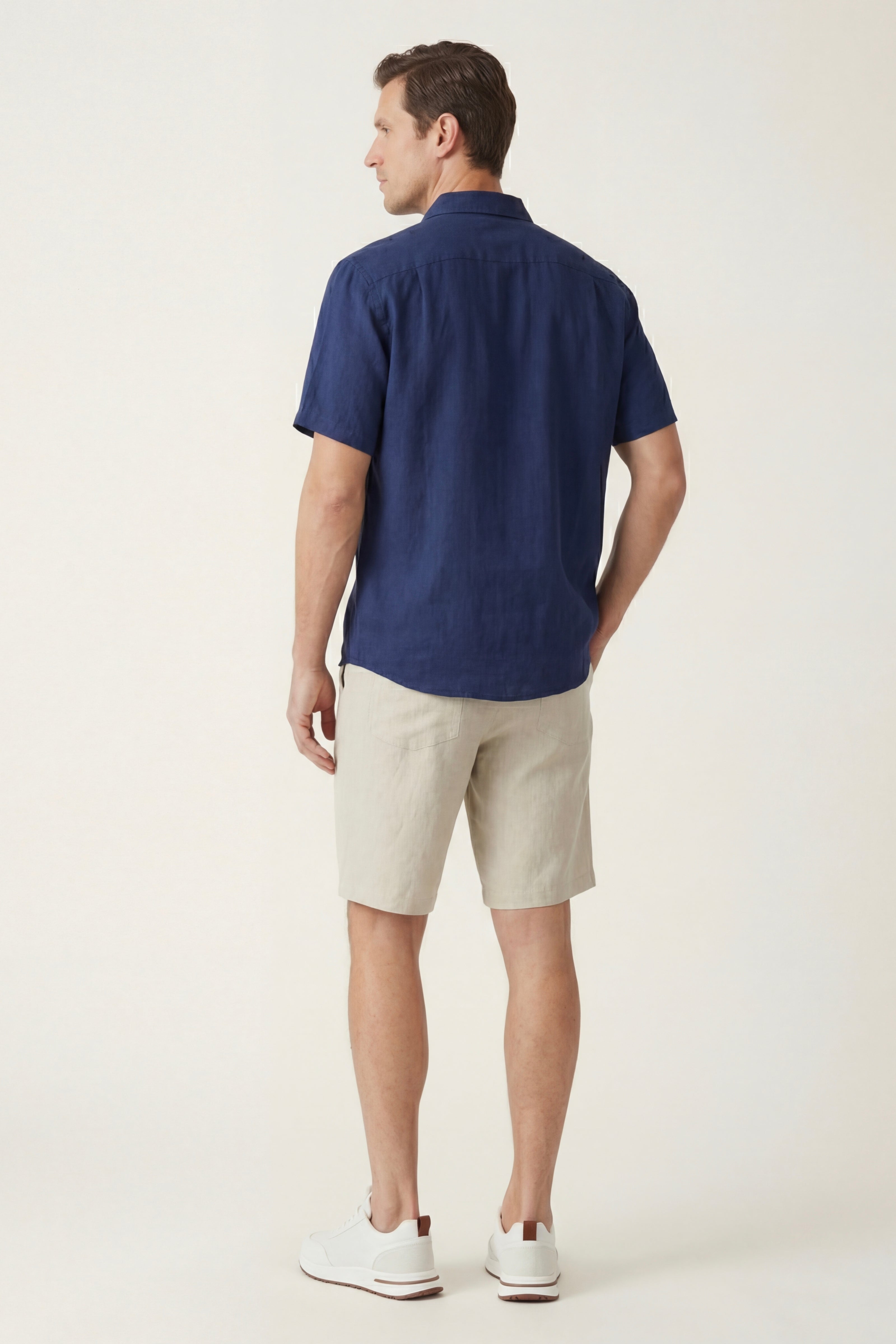 Casa Bellini™ | Verona Linen Shirt & Shorts Navy/Beige