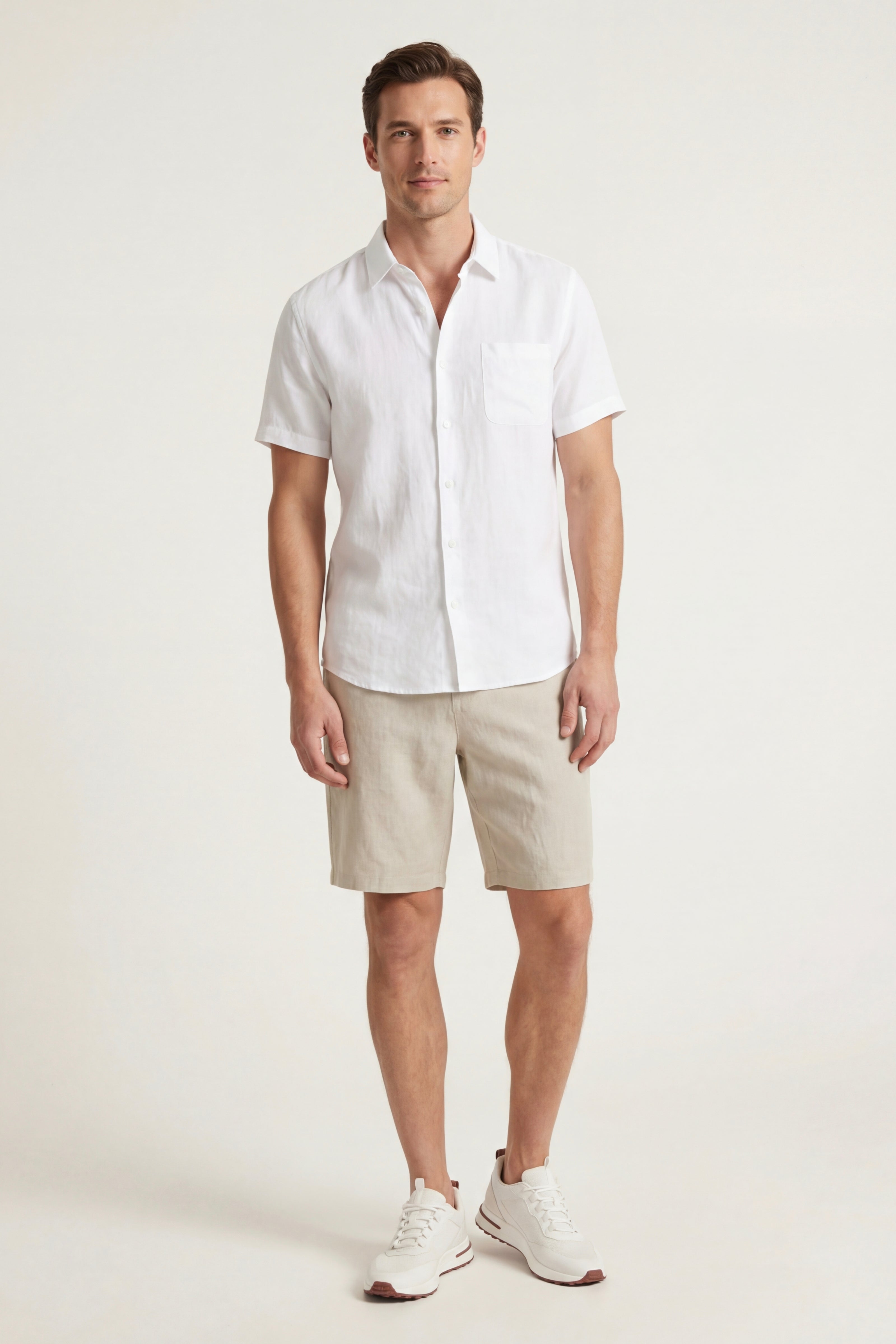 Casa Bellini™ | Verona Linen Shirt & Shorts White/Beige