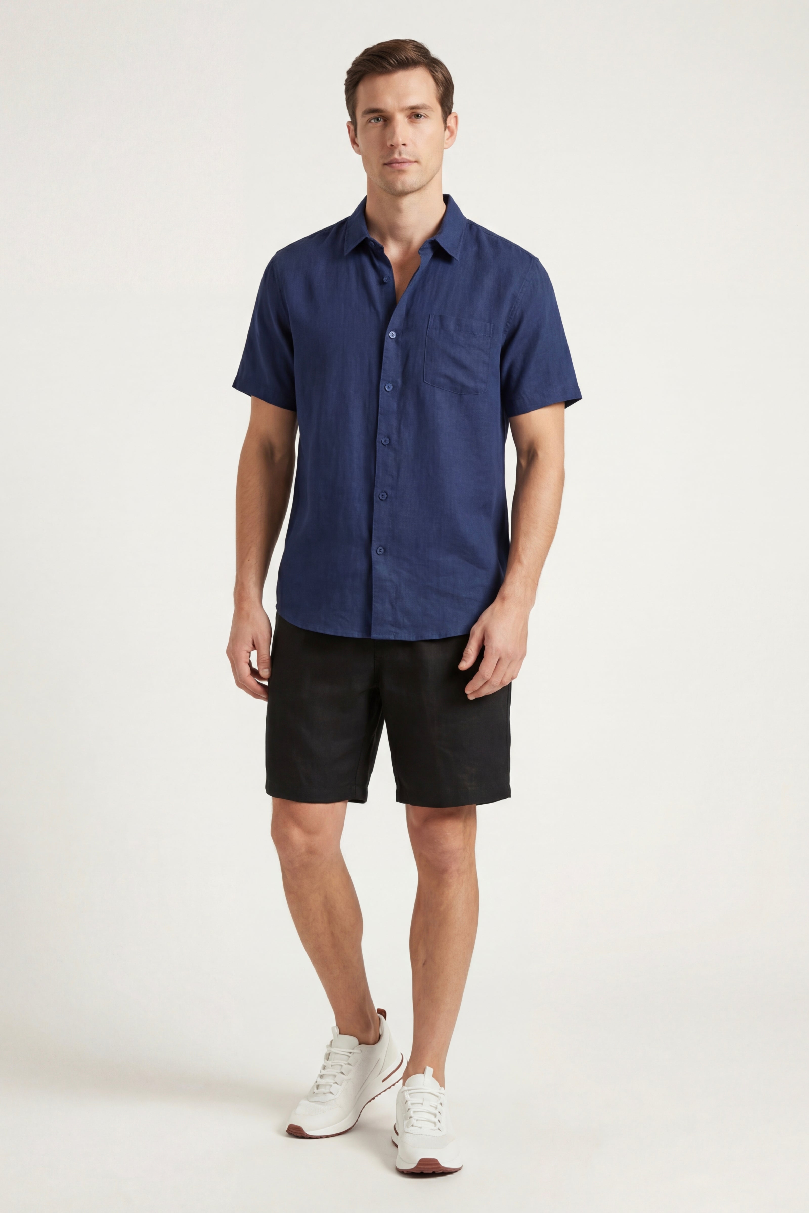Casa Bellini™ | Verona Linen Shirt & Shorts Navy/Black
