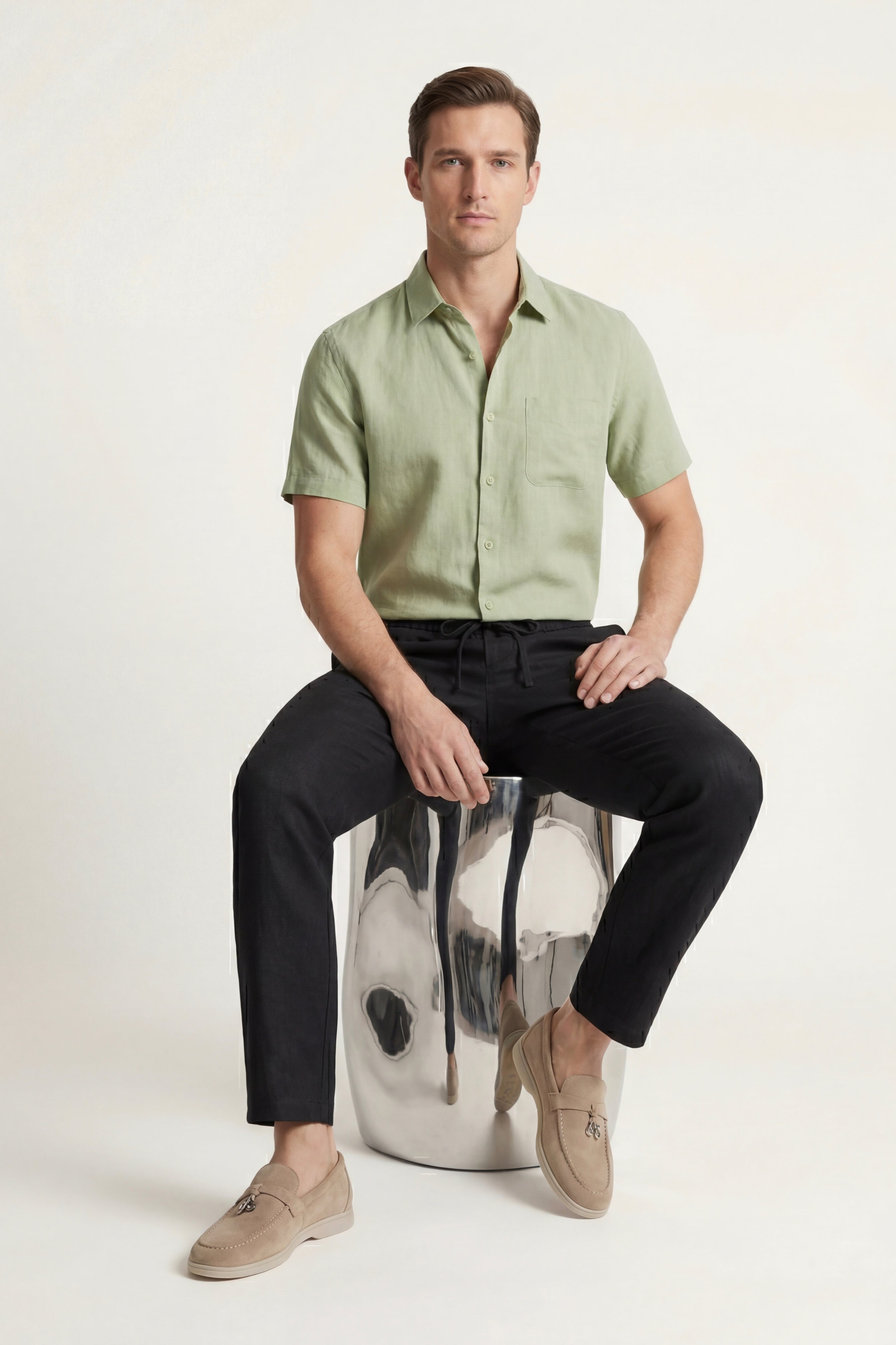 Casa Bellini™ | Trento Linen Set Mint Green/Black