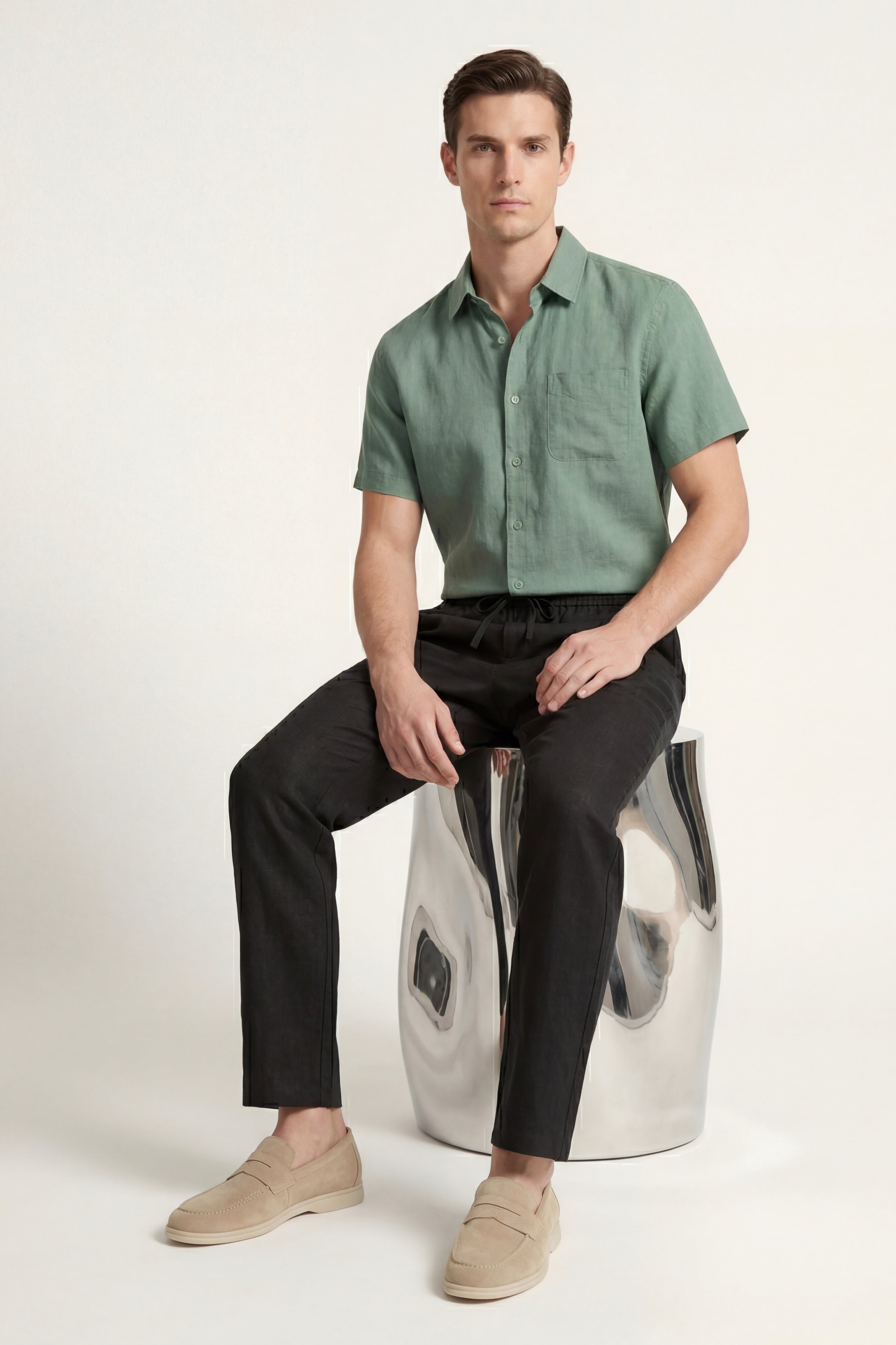 Casa Bellini™ | Trento Linen Set Green/Black