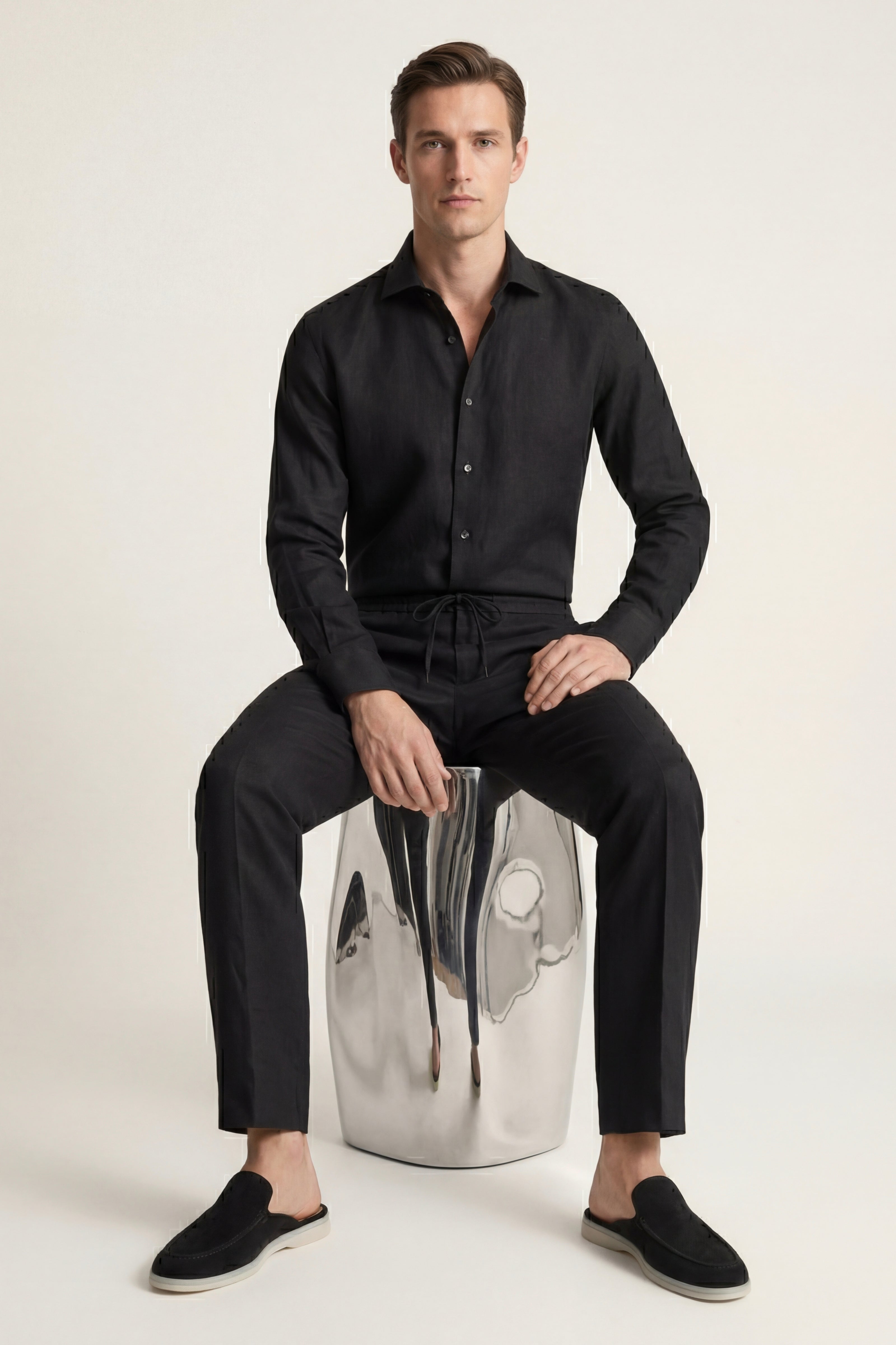 Casa Bellini™ | Pisa Linen Set Long Sleeve Black/Black