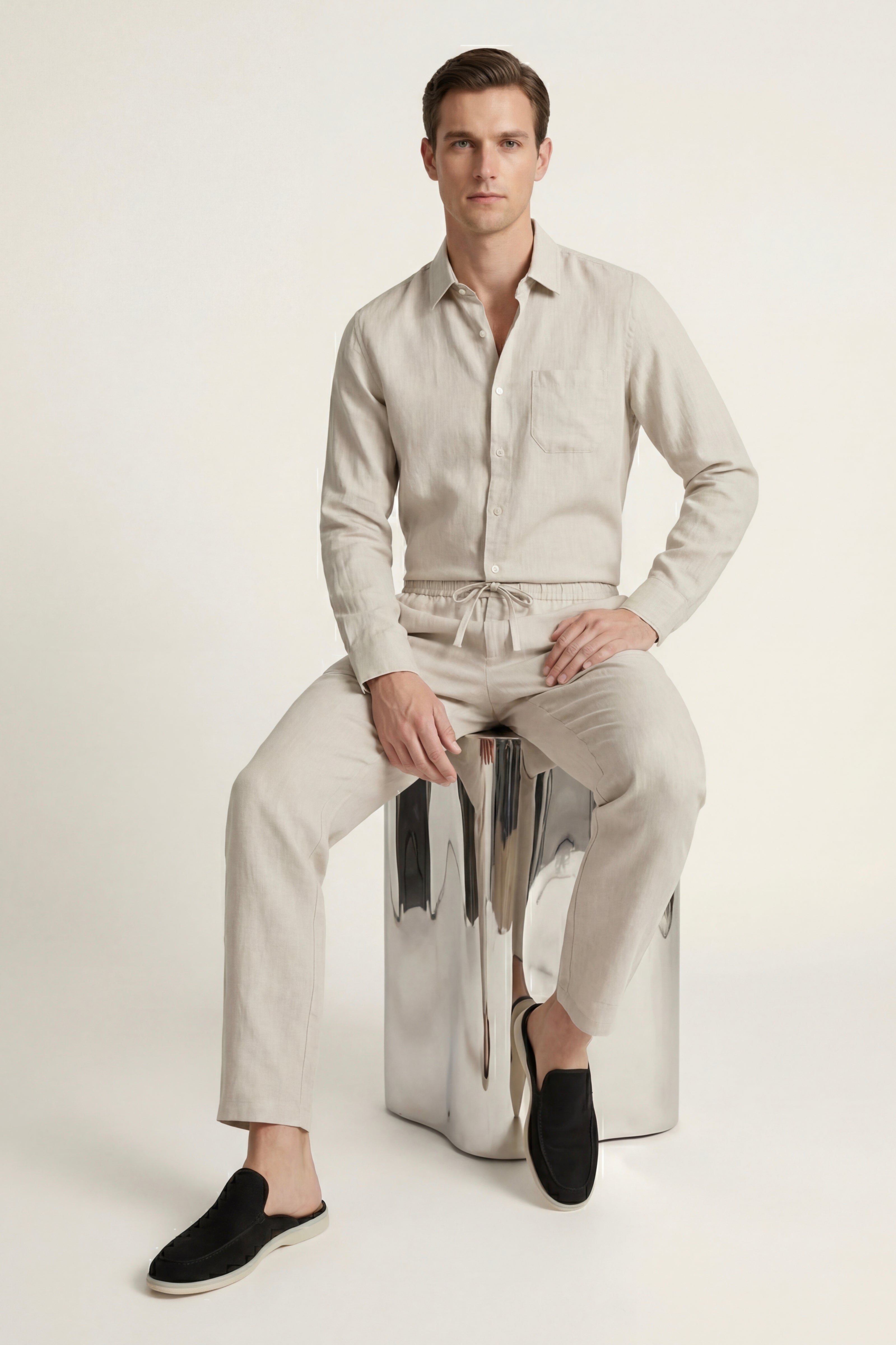 Casa Bellini™ | Pisa Linen Set Long Sleeve Beige/Beige