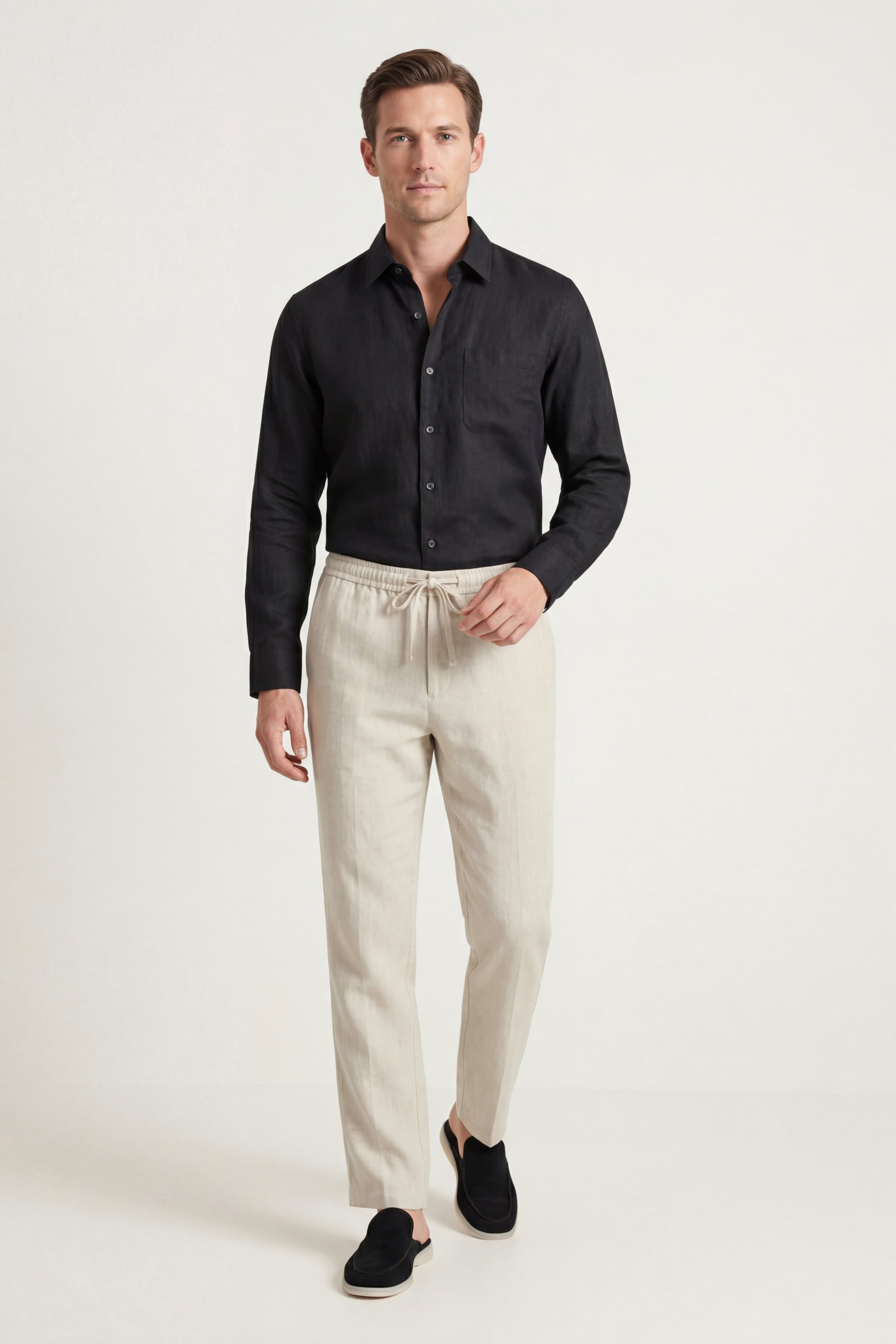 Casa Bellini™ | Pisa Linen Set Long Sleeve Black/Beige