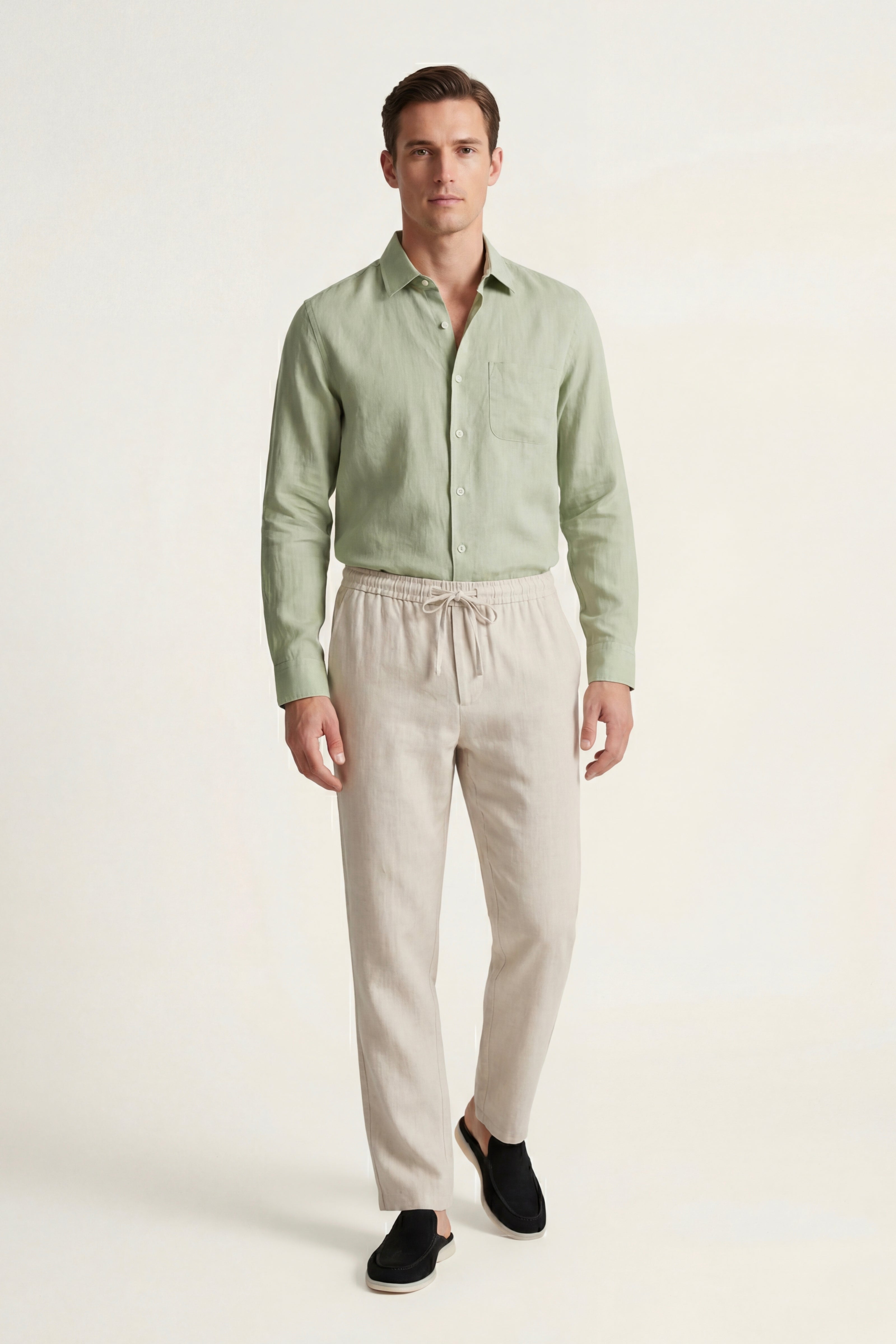 Casa Bellini™ | Pisa Linen Set Long Sleeve Mint Green/Beige