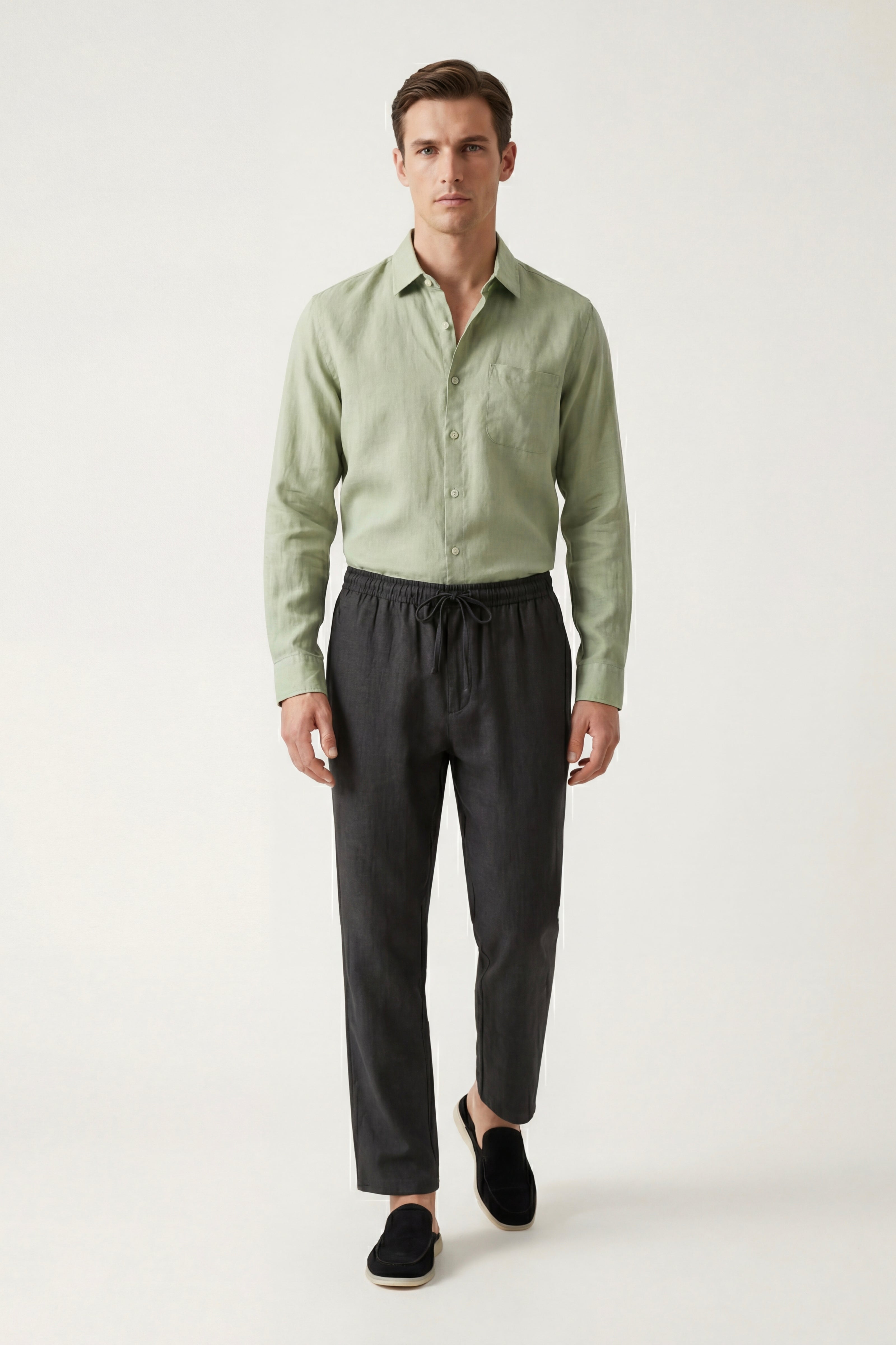 Casa Bellini™ | Pisa Linen Set Long Sleeve Mint Green/Black