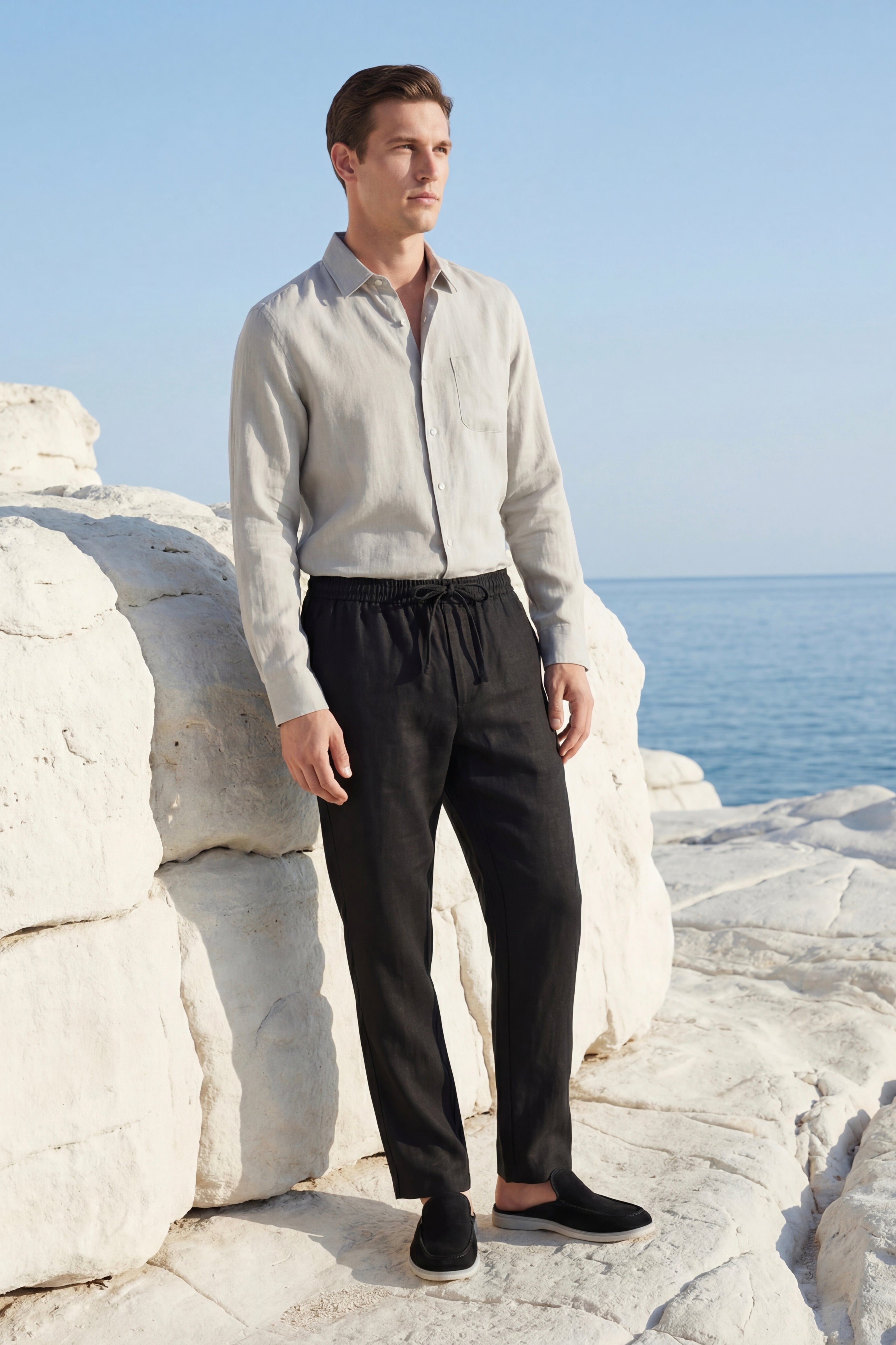 Casa Bellini™ | Pisa Linen Set Long Sleeve Beige/Black
