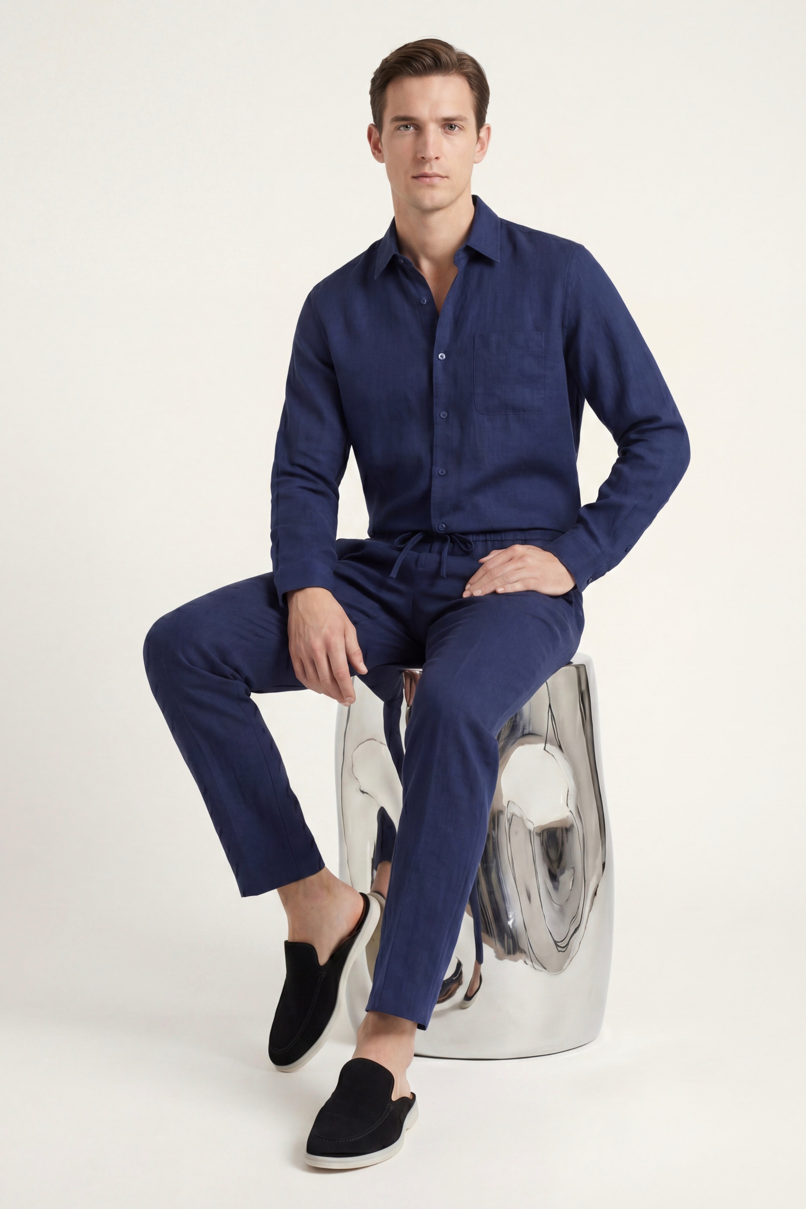 Casa Bellini™ | Bellagio Linen Set Long Sleeve Navy