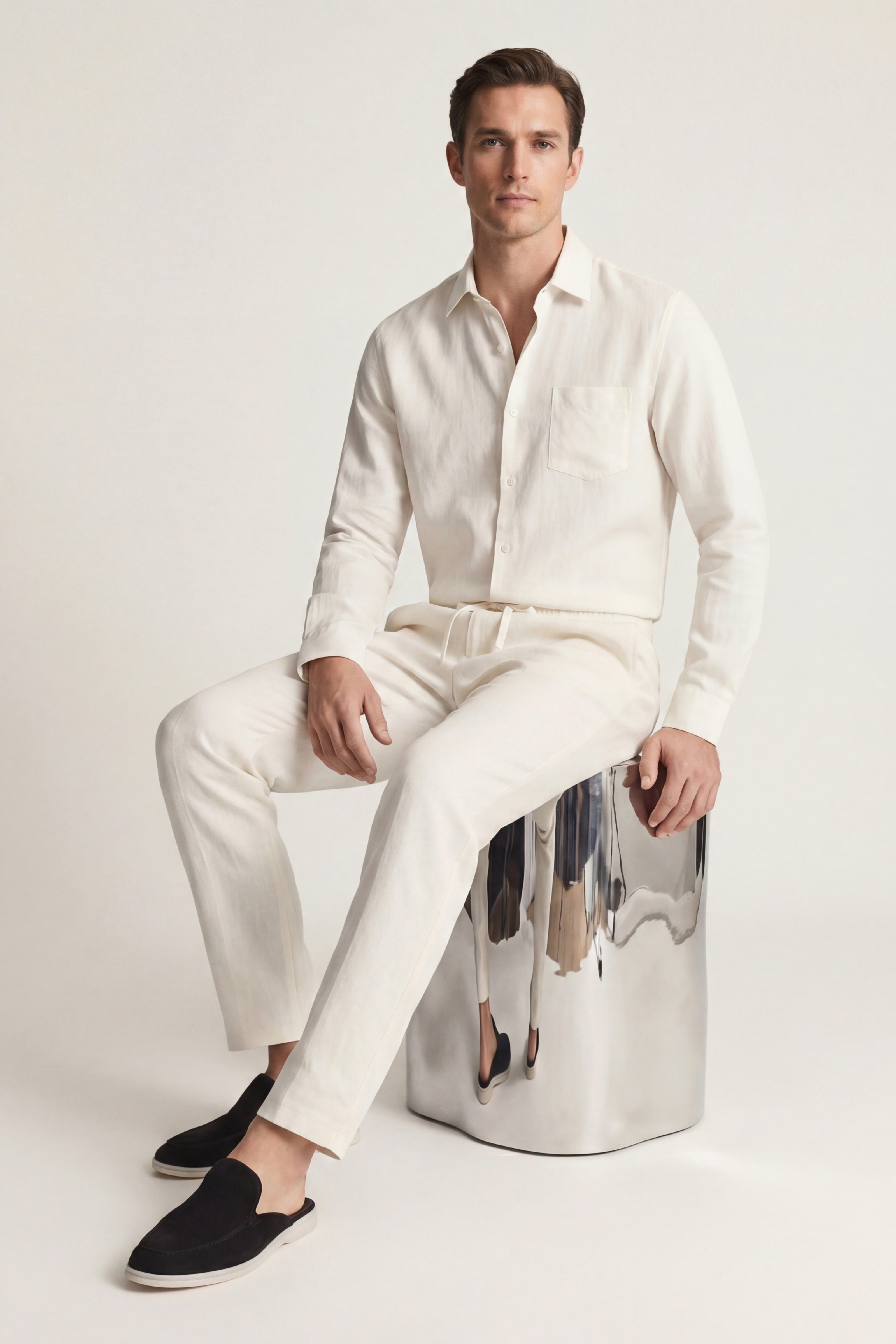 Casa Bellini™ | Bellagio Linen Set Long Sleeve White