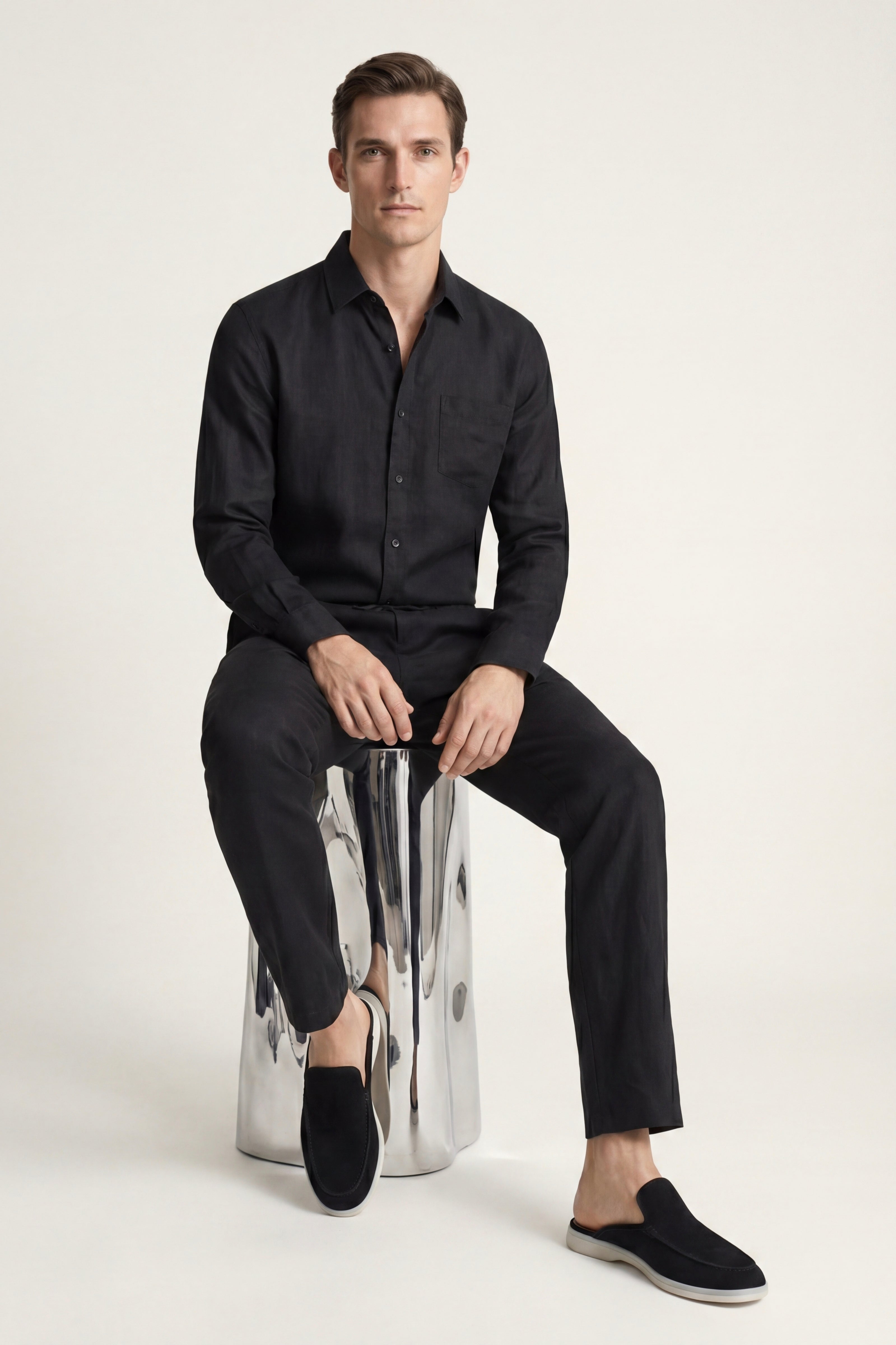 Casa Bellini™ | Bellagio Linen Set Long Sleeve Black